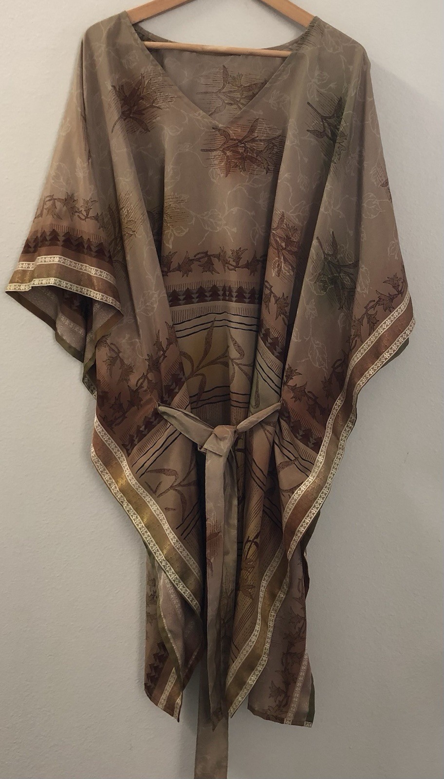 Vtg Florence Silk Kaftan Dress With BeIt Imported From Latina Italy 4-16