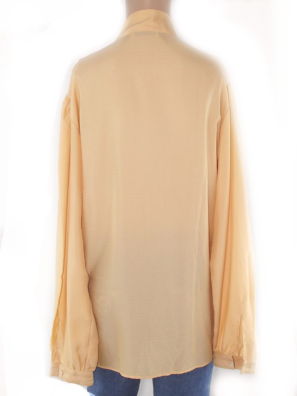 Calbros Womens Apricot Pink Vintage Bow Blouse Shirt Size 44 Large