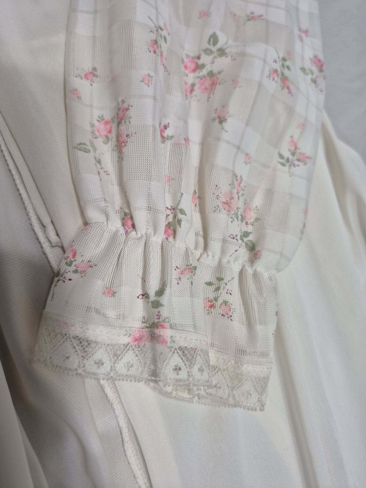 Vintage Ivory With Pink Floral Full Length Nightgown Robe Dutchess Jr 11 Girly