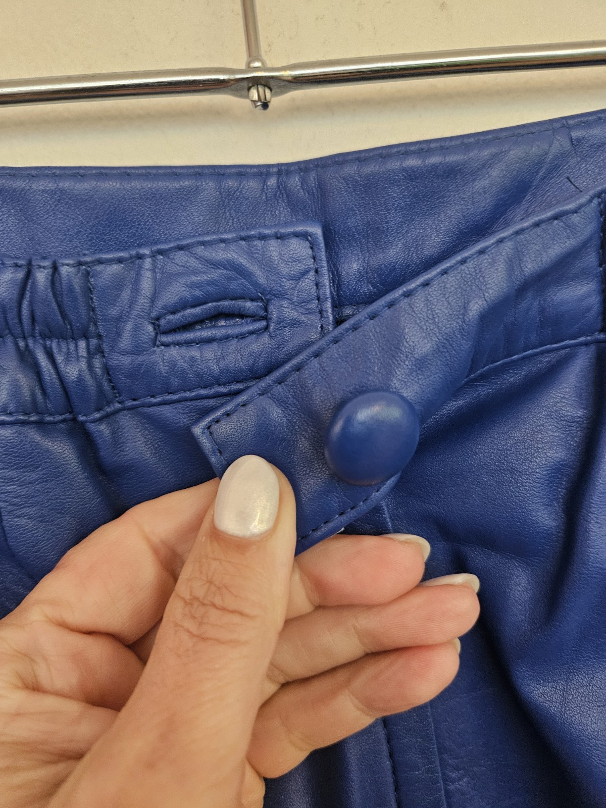Vintage 80s Leather Pencil Skirt Blue Size XS-S Waist 30cm