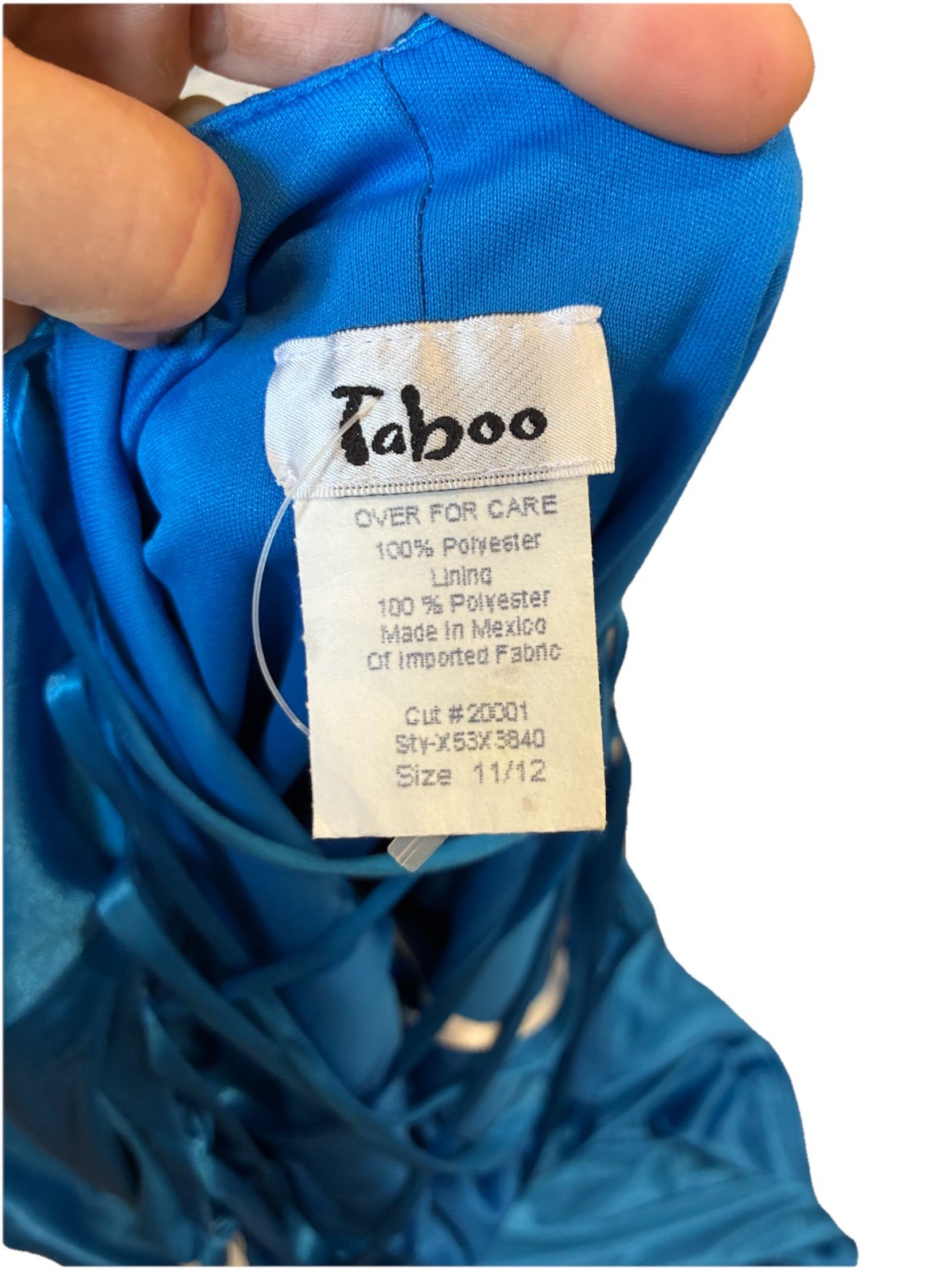 Vtg 90s TABOO Silky Low Back Prom Dress Blue Maxi Gown Slinky Slip Vneck 11/12