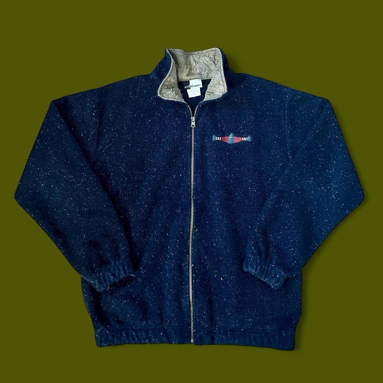 Vintage Artisans Sunschein Designs Speckled tree Full Zip cardigan Jacket Medium