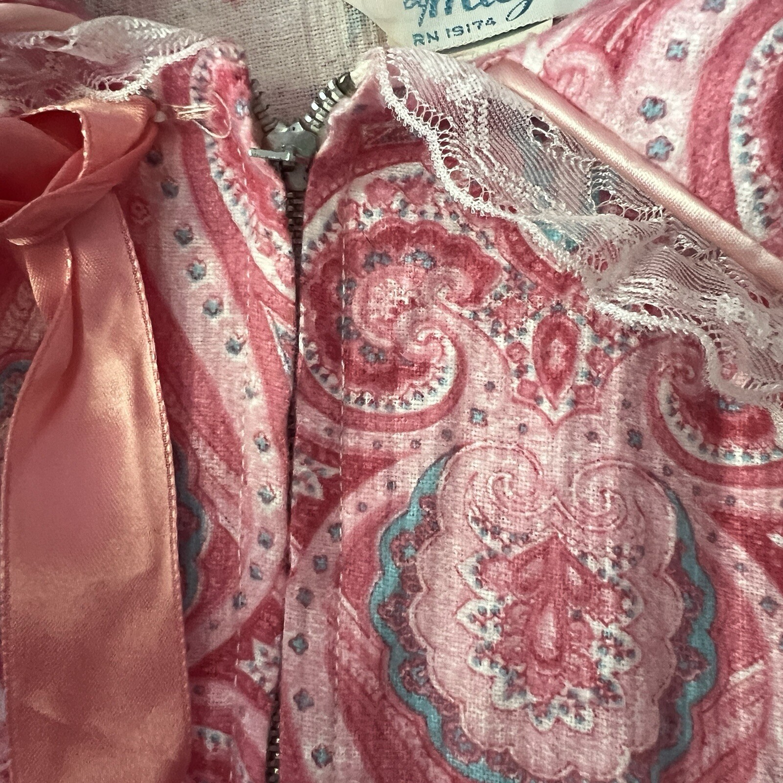 Vintage Milgrim Cotton Paisley Midi Dress Sm Med Boho Cottagecore Western Regal