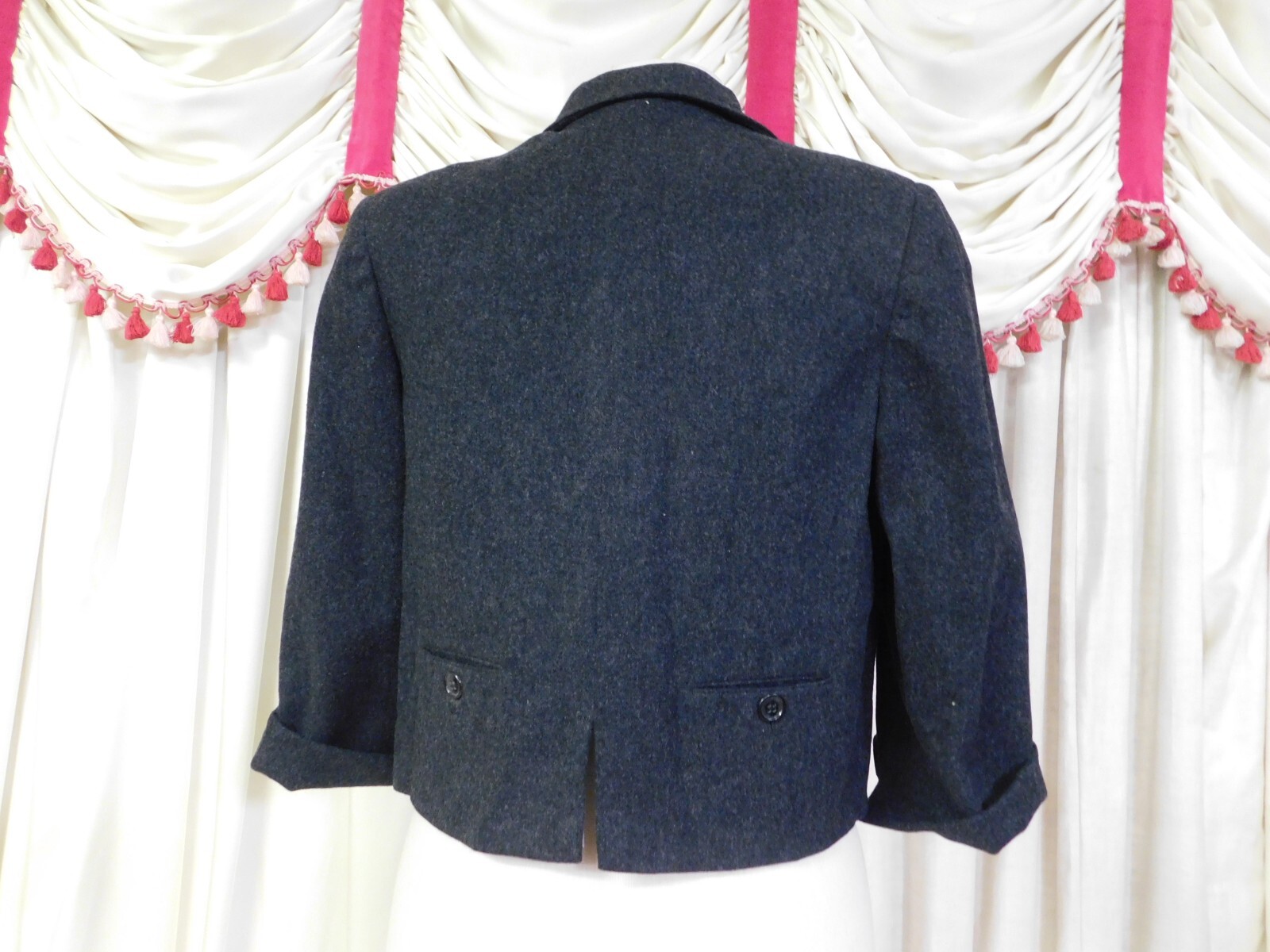 Vintage 1940’s Wool Blazer Jacket Charcoal Gray BY PETTI 42″ Bust *