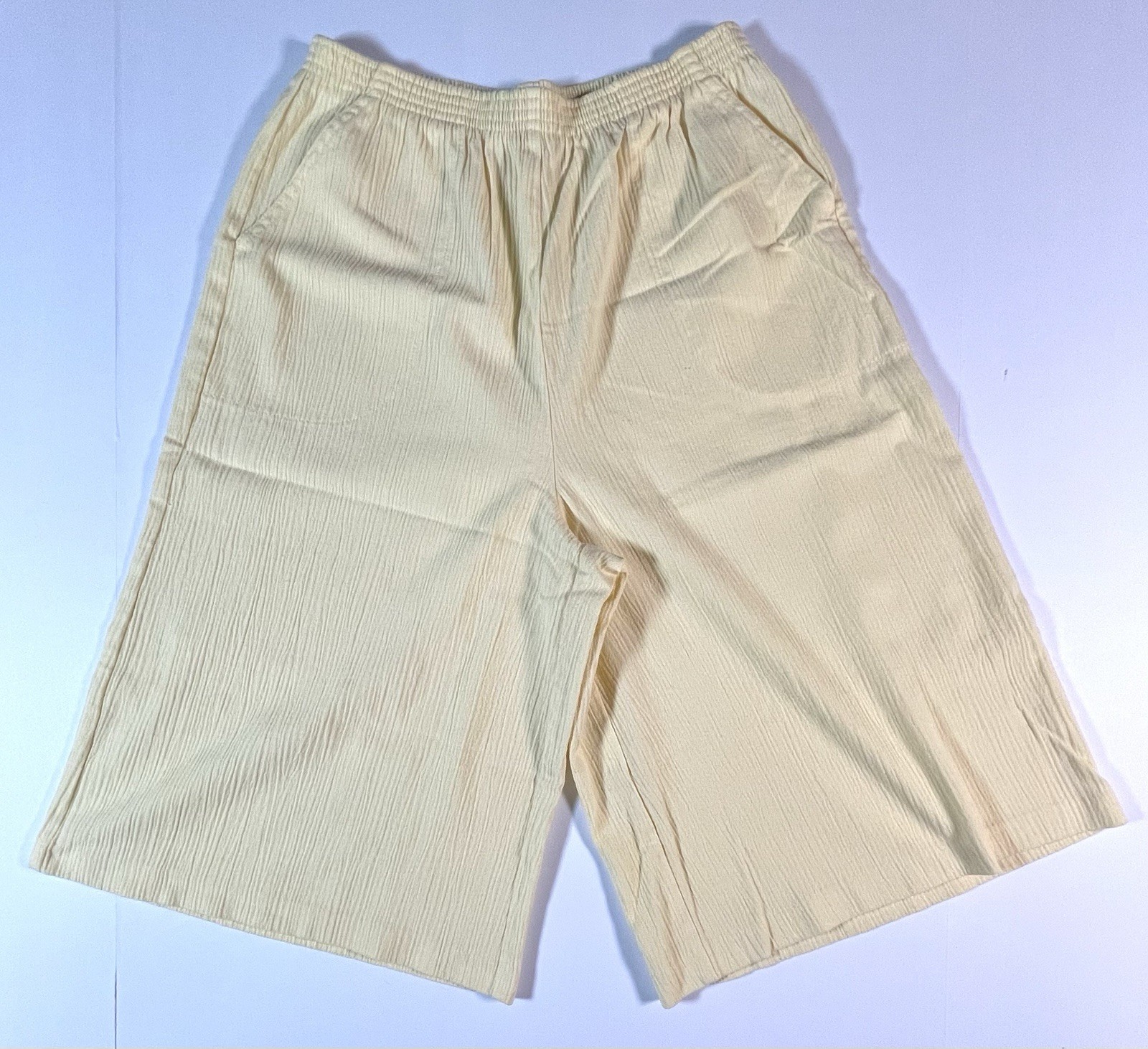 Blair Vintage Koolots Capri Pants Elastic Waist High Rise Wide Leg SZ 10 Yellow