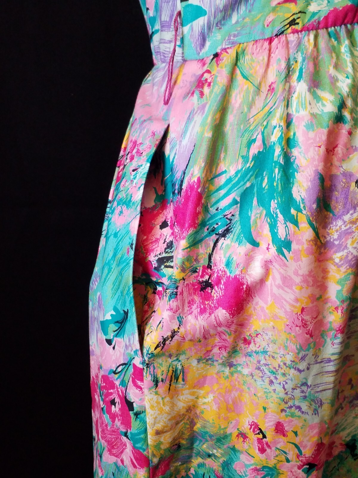 Vtg 80s Willi California Floral Pleated Dress Sz 4 USA
