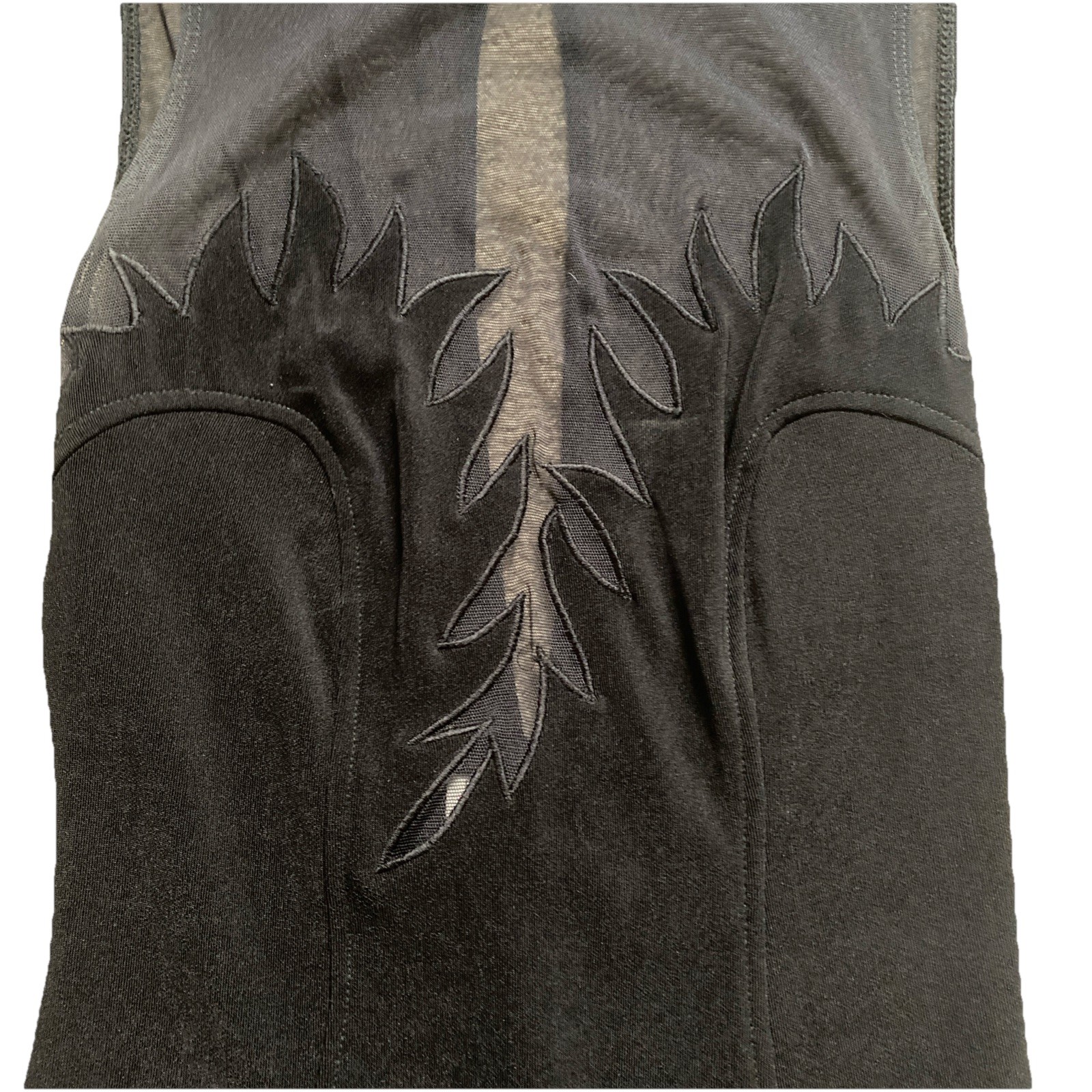 Vintage 90s Peep Dress Black Full Length Sleeveless Sheer Top Evening Party Sexy