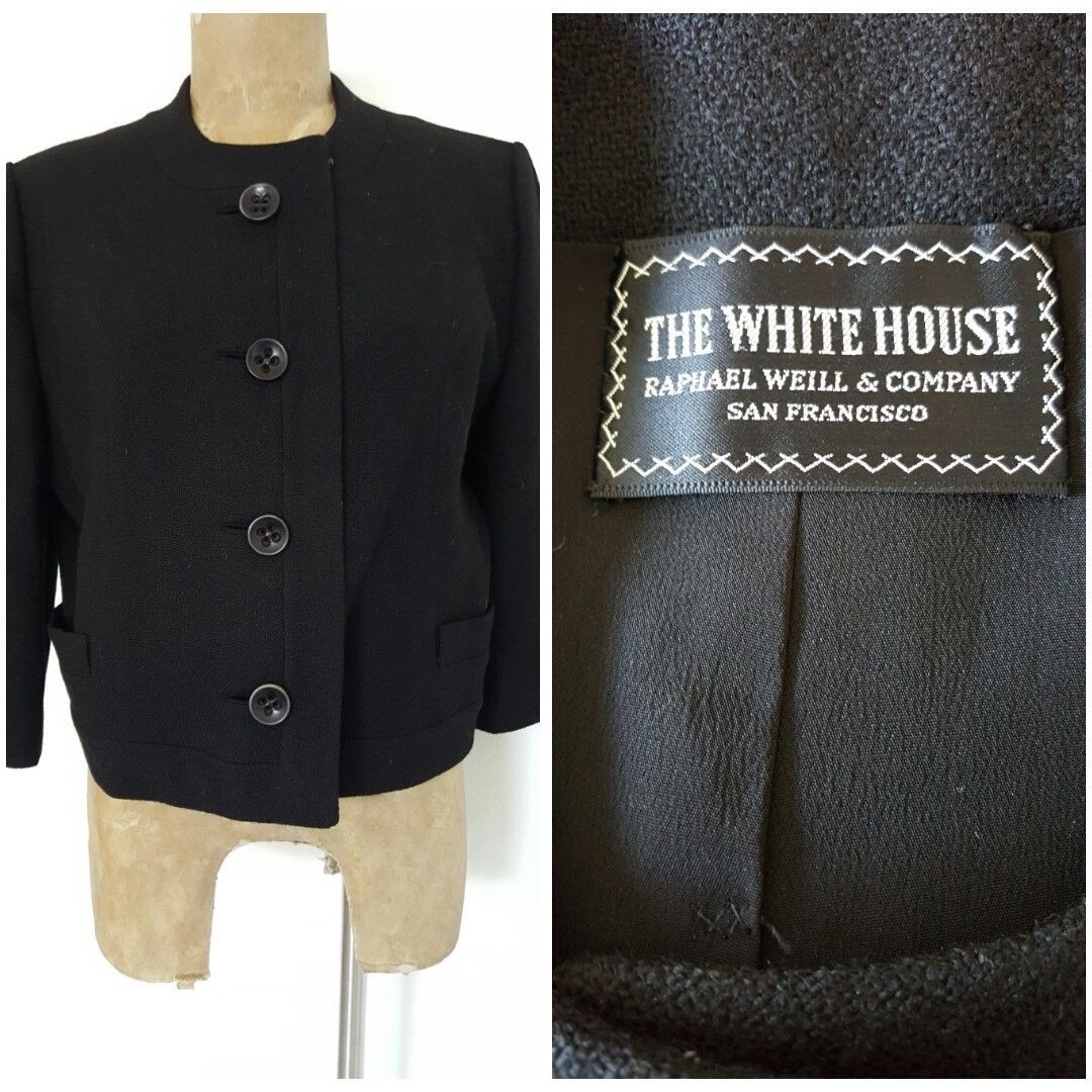 Raphael Weill The White House Wool Coat Size Medium Black Jacket Vintage 30s