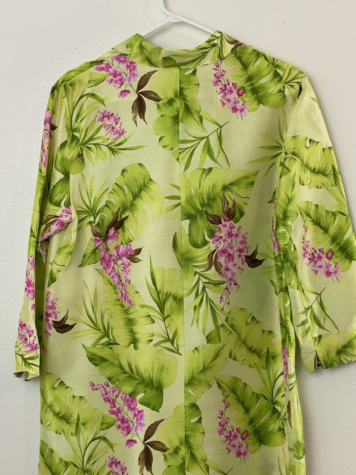 Vintage Harve Benard Womens Tropical Floral 100% Silk Shirt Dress 6 Watercolor