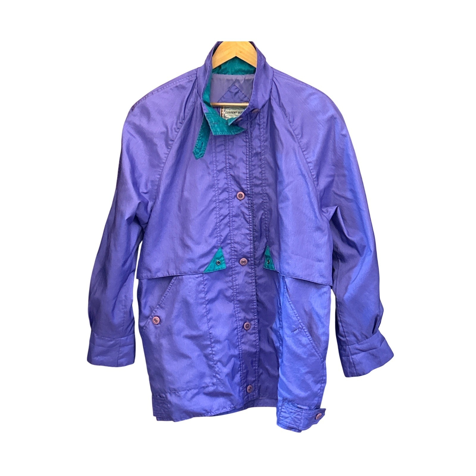 90s Current Seen Jacket Purple Teal Retro Colorblock Windbreaker 50418