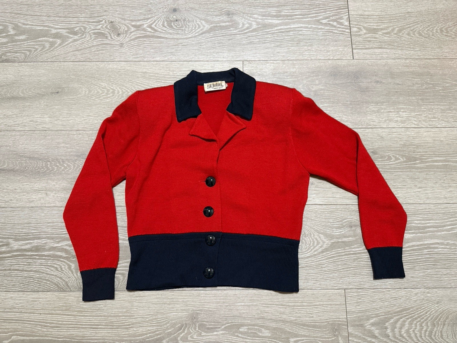 Early St. John By Marie Gray Vintage Red Santana Knit Blazer/Cardigan Size 8 60s