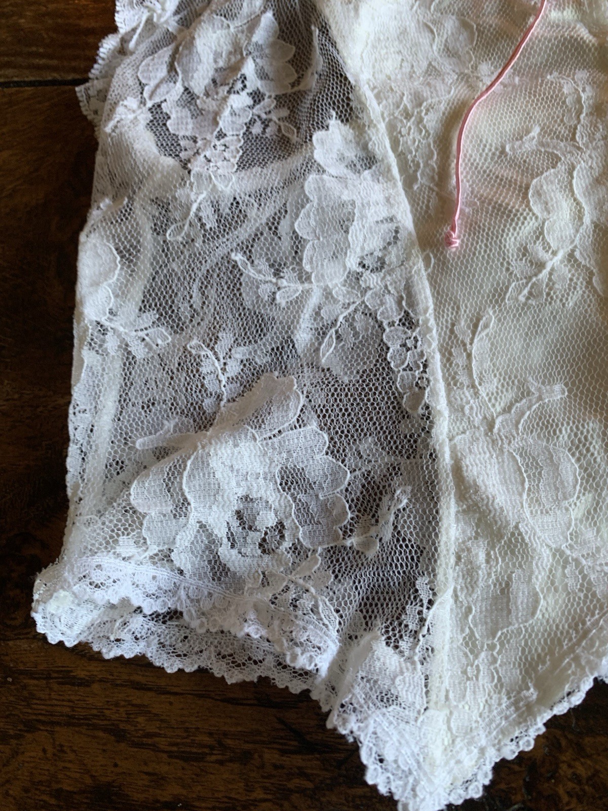 Vintage Emil Bole Corset Panties White Lace Rose Lingerie Lace Up Size Large