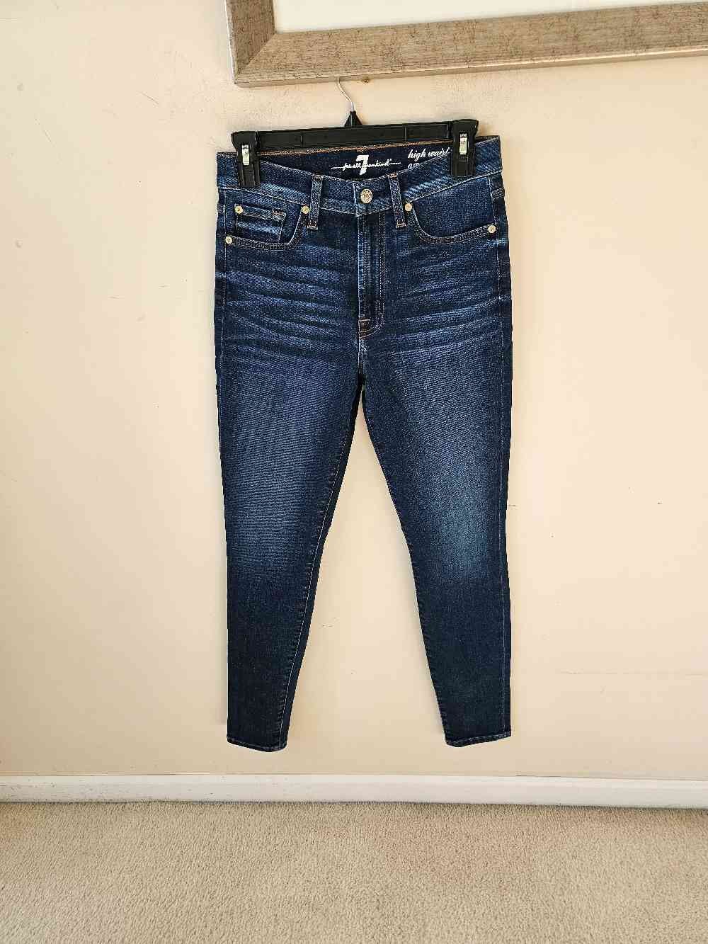 7 For All Mankind Gwenevere High Waist Skinny Jeans Womens Dark Wash Sz. 27