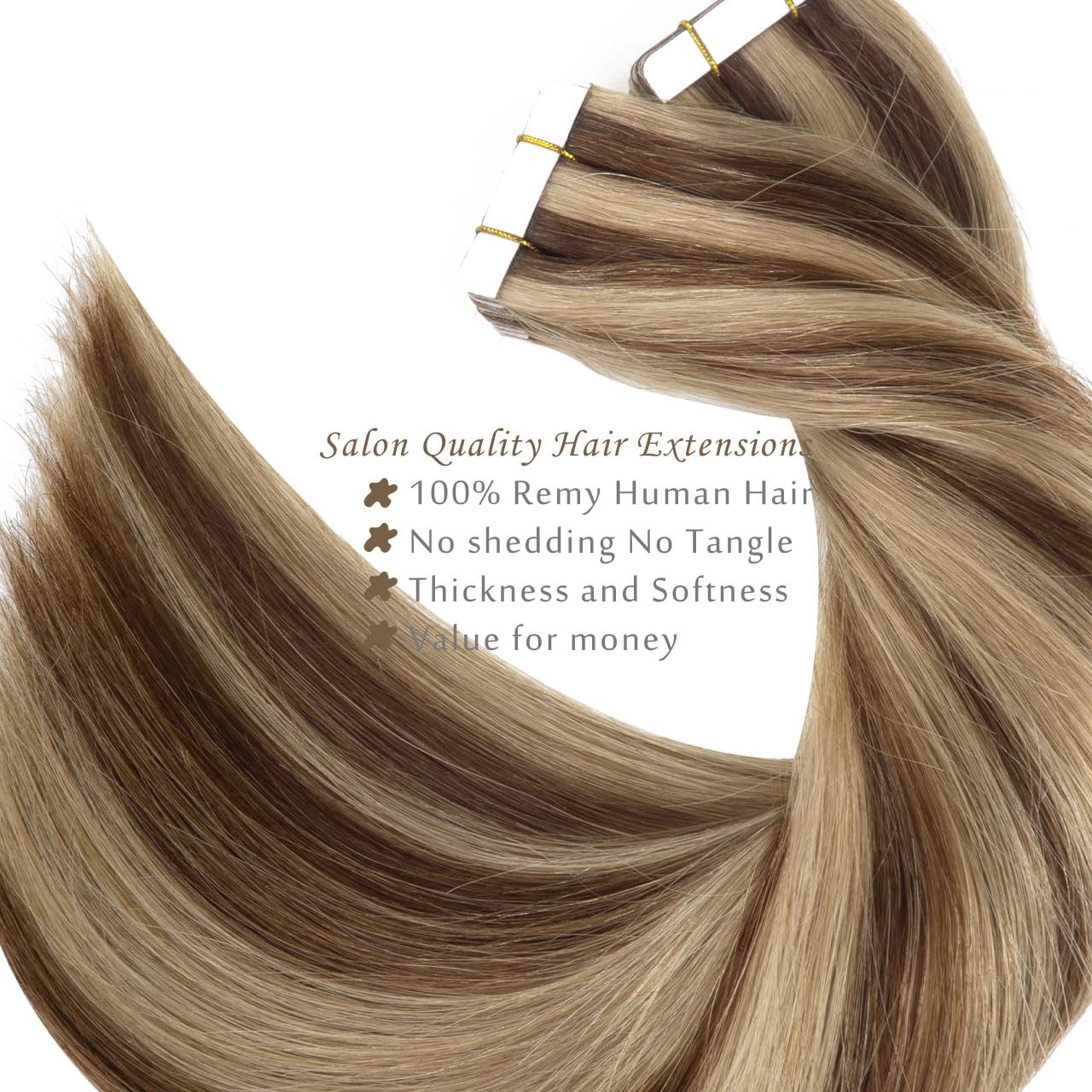 Lacer 20″ Remy Tape-in Human Hair Extensions Chocolate Brown to Light