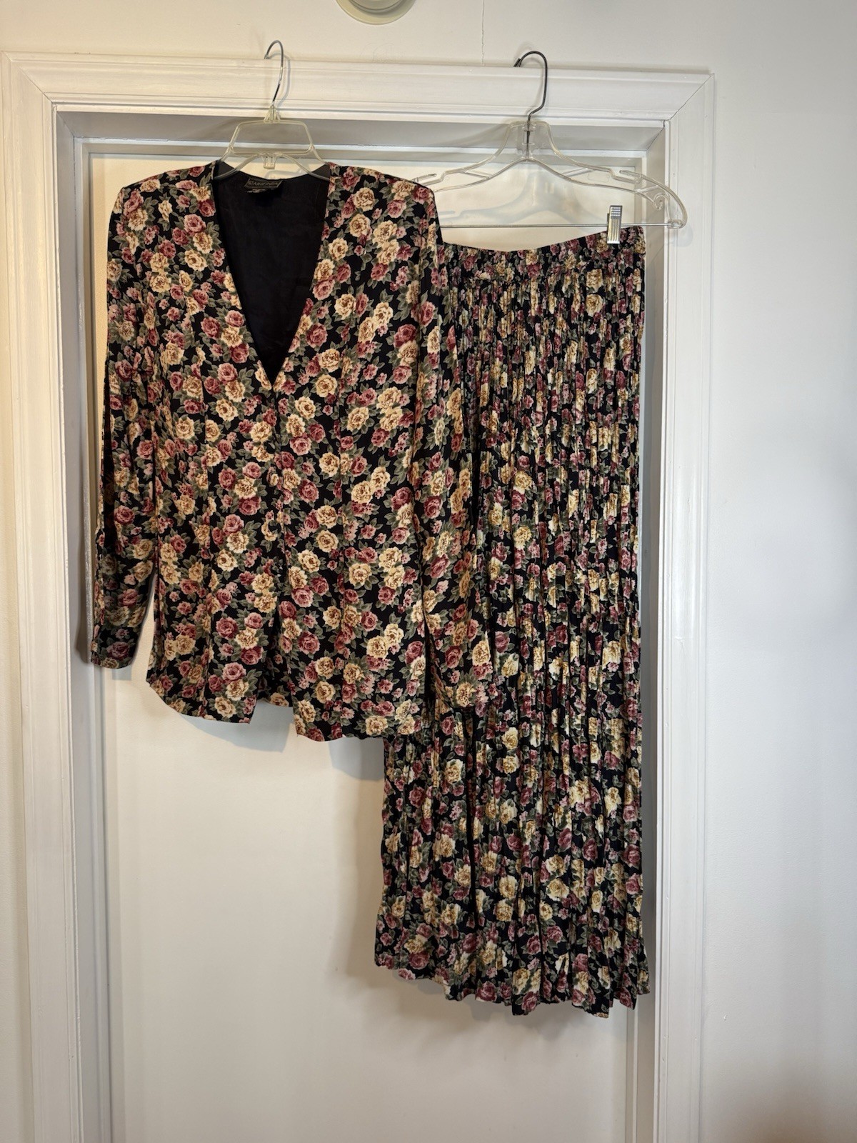Vintage Star Of India Pants Jacket Floral Set Medium Amazing