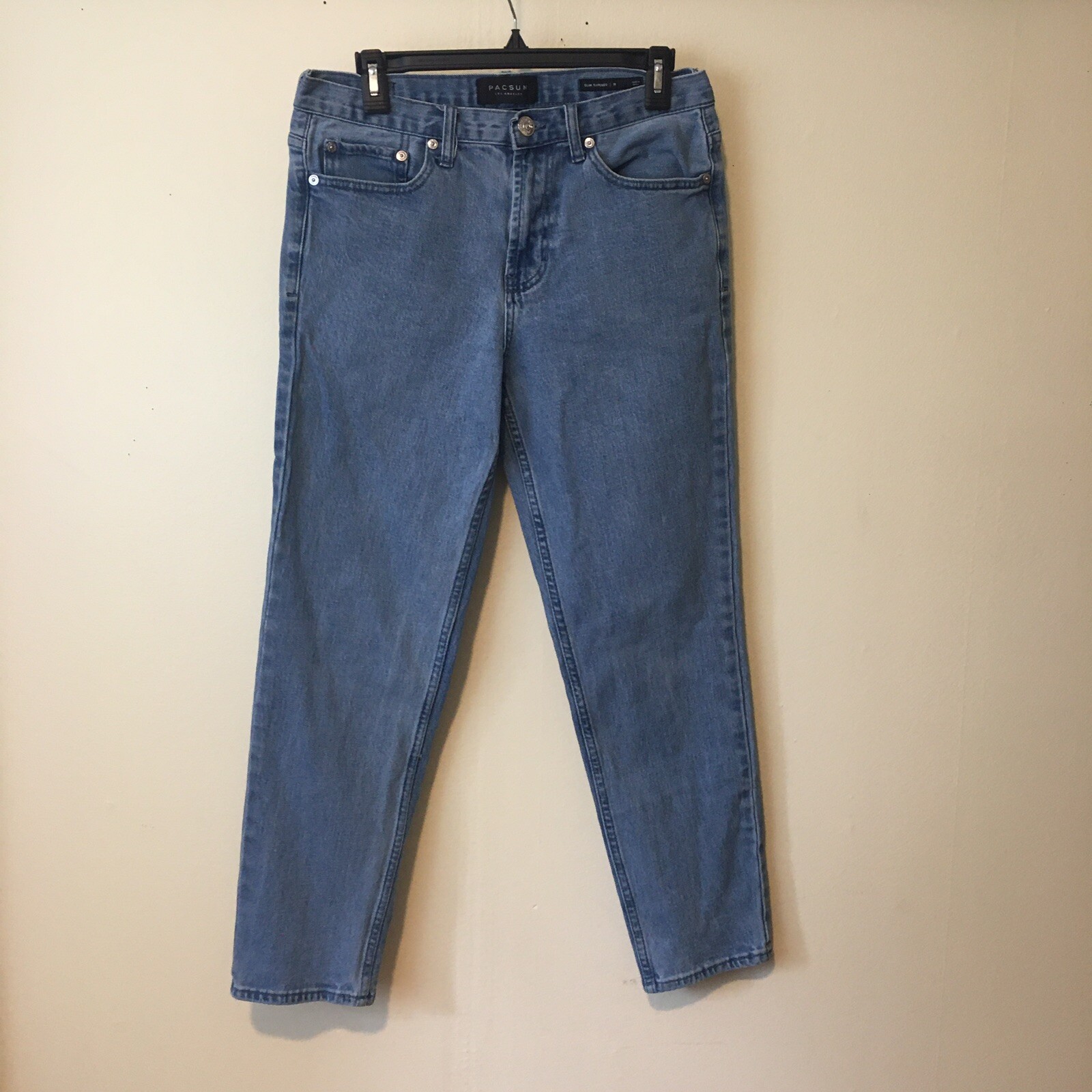 Pacsun Jeans Women 31×28 Slim Tapered Stretch Light Wash High Waist 90s Mom Y2k