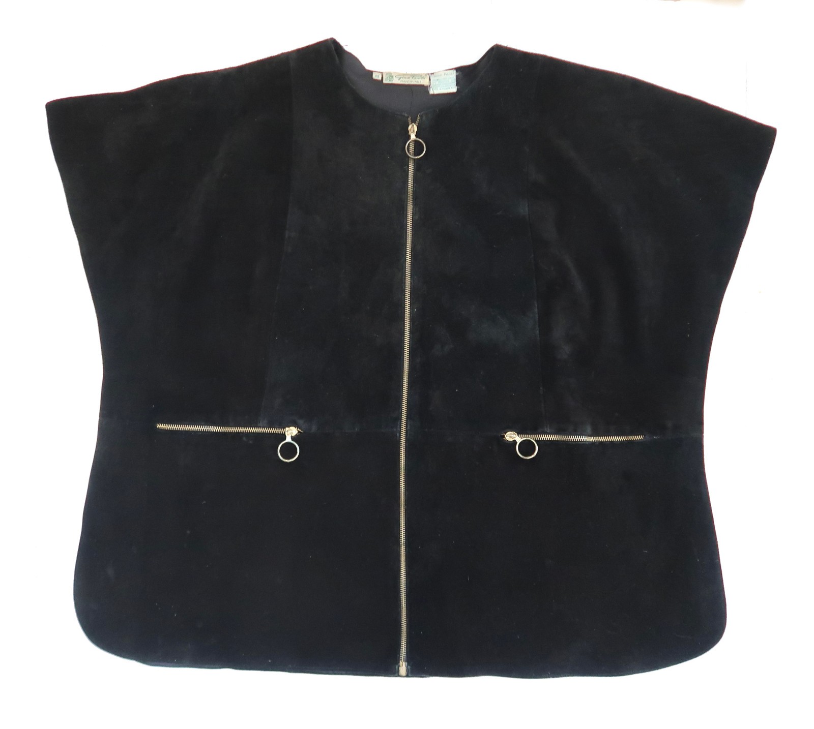 vtg 70s GINO PAOLI black suede cape