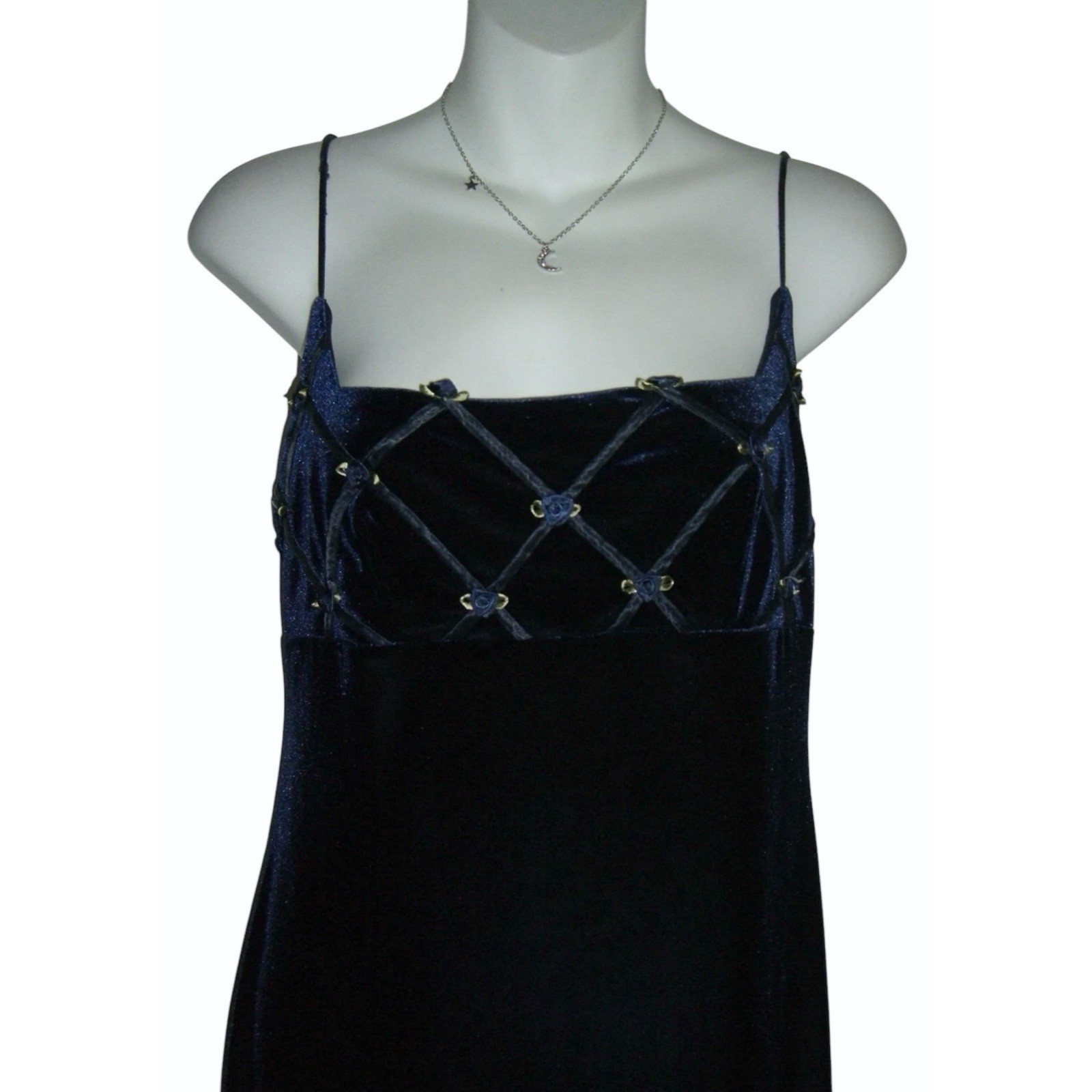 Steppin Out Vtg 90’s Crushed Velvet Navy Blue Whimsigoth Fairy Grunge Goth y2k