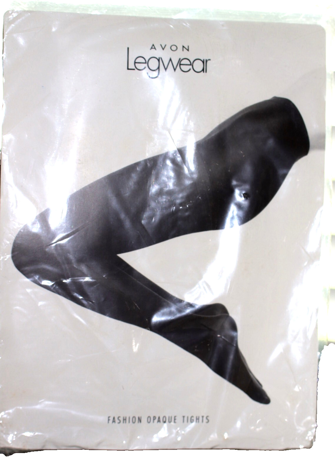 NOS Avon Legwear Fashion Opaque Tights Black Mosaic Design Lace Tights Size D