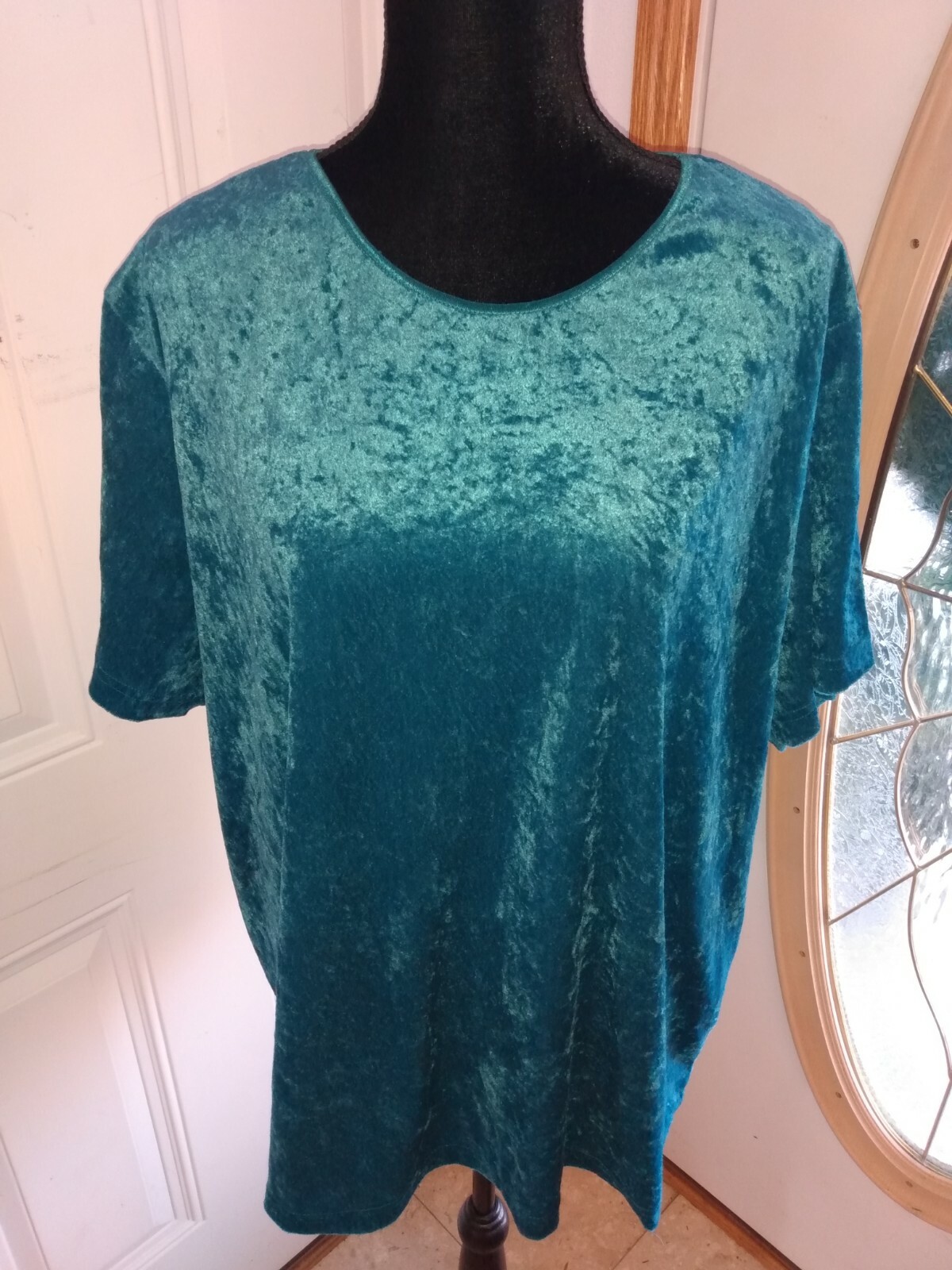 Vintage TR Bentley Plus Teal Velveteen Short Sleeve Top sz 2X