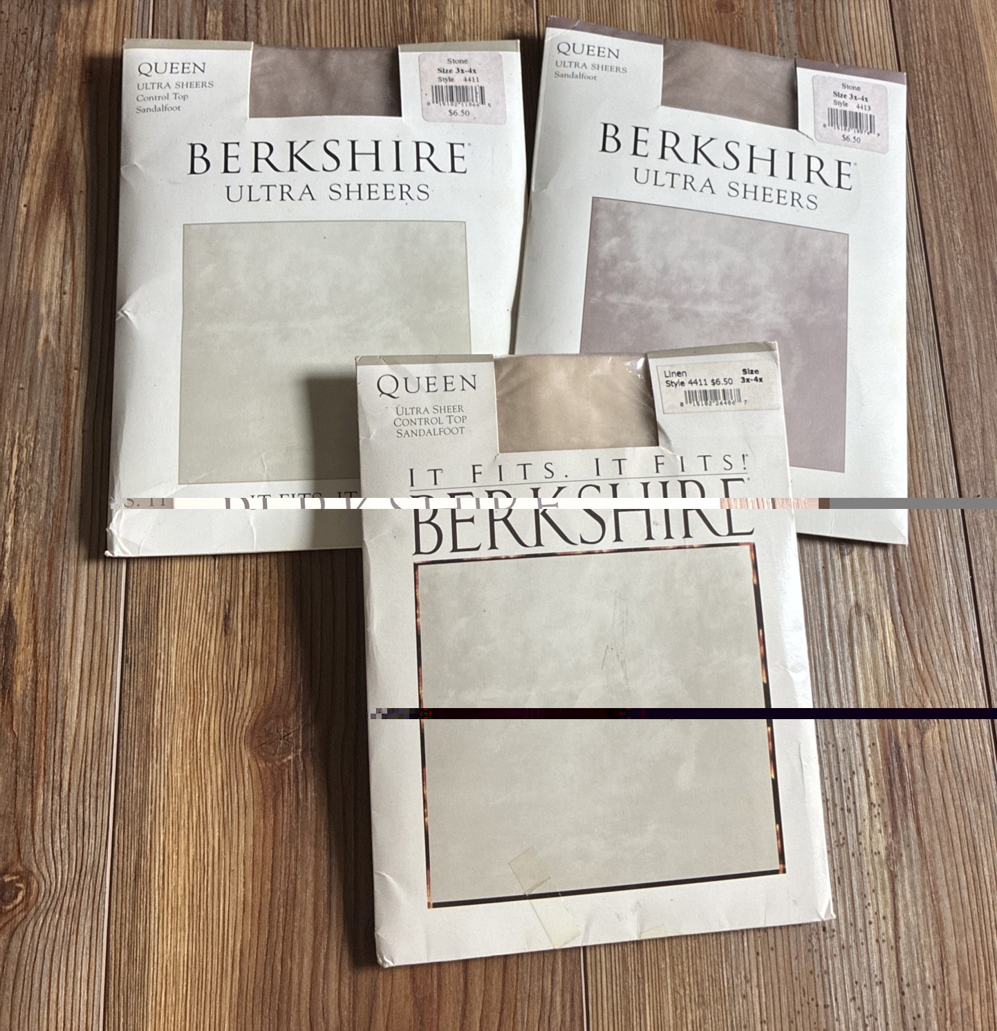 Berkshire Queen Ultra Sandlefoot Pantyhose Queen 3-4X Color Stone/linen-3 Pack!