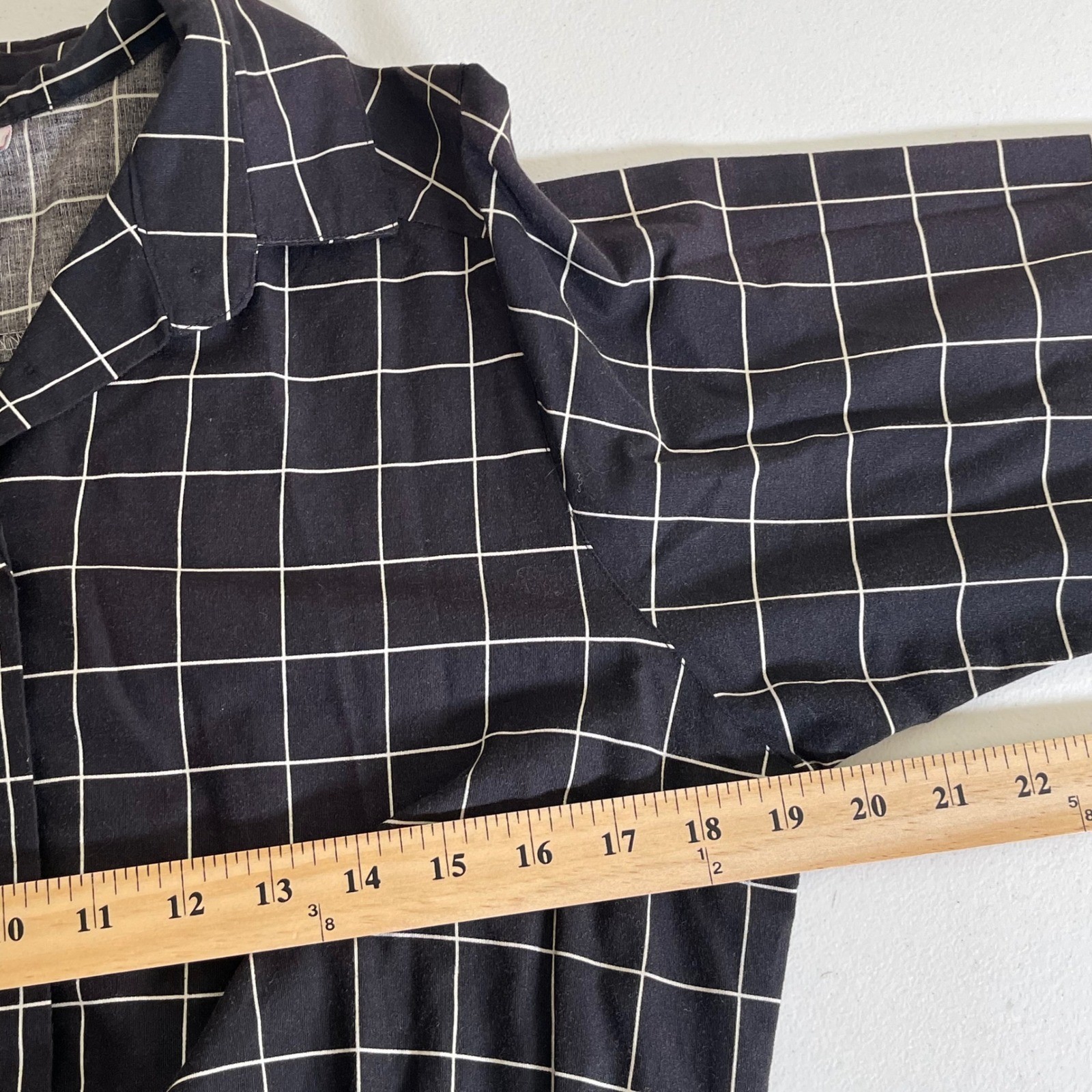 Vintage The Shirtdress Grid Midi Dress Womens 14 Black White Windowpane 70s 80s
