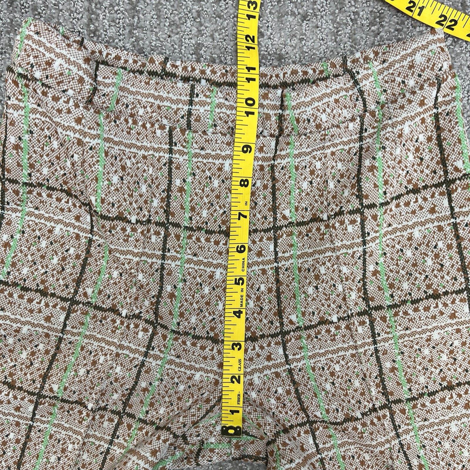 Vintage Kmart Plaid Pants Womens 8 *Mzrs 26×28 Double Knit Polyester Japan 70s