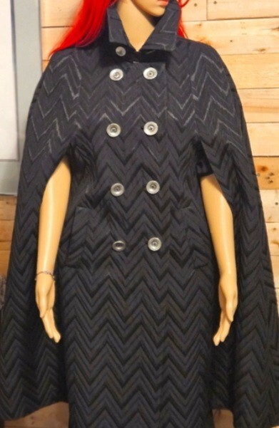 Vintage black Voyager West by Youthcraft double breasted all weather cape