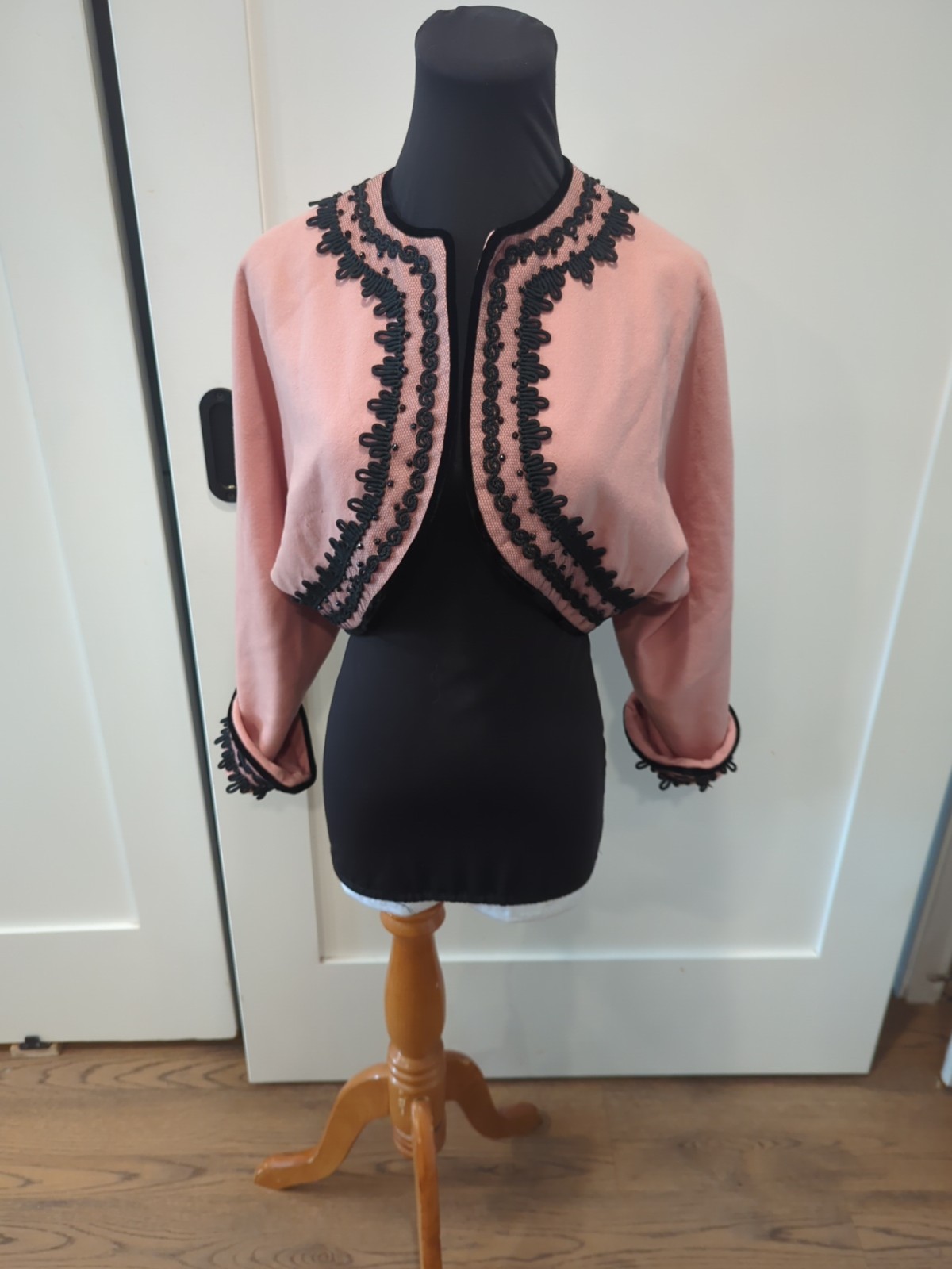 Vintage Margie Webb Pink wool Bolero Sz M TLC Wounded Bird