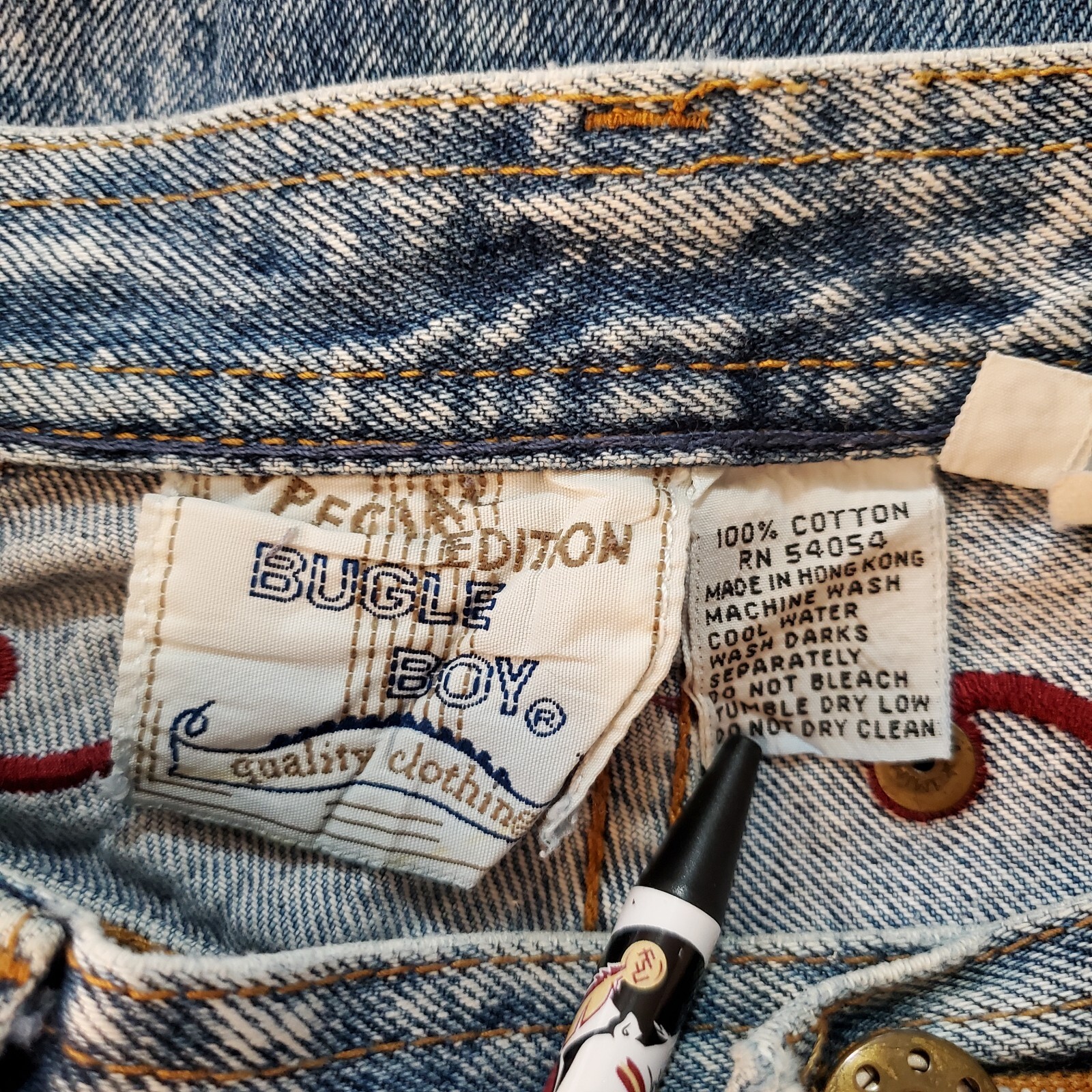 Bugle Boy Special Edition Vintage Embroidered Accent 80s Jeans Size W22 XXS