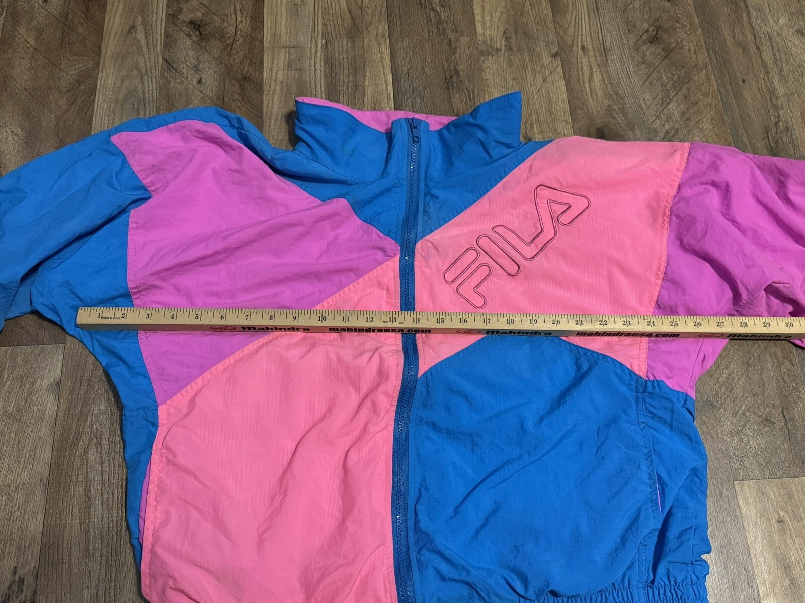 Fila Vintage Wind Breaker Highlight Pink & Blue! Women,s L Check Photos Stain!