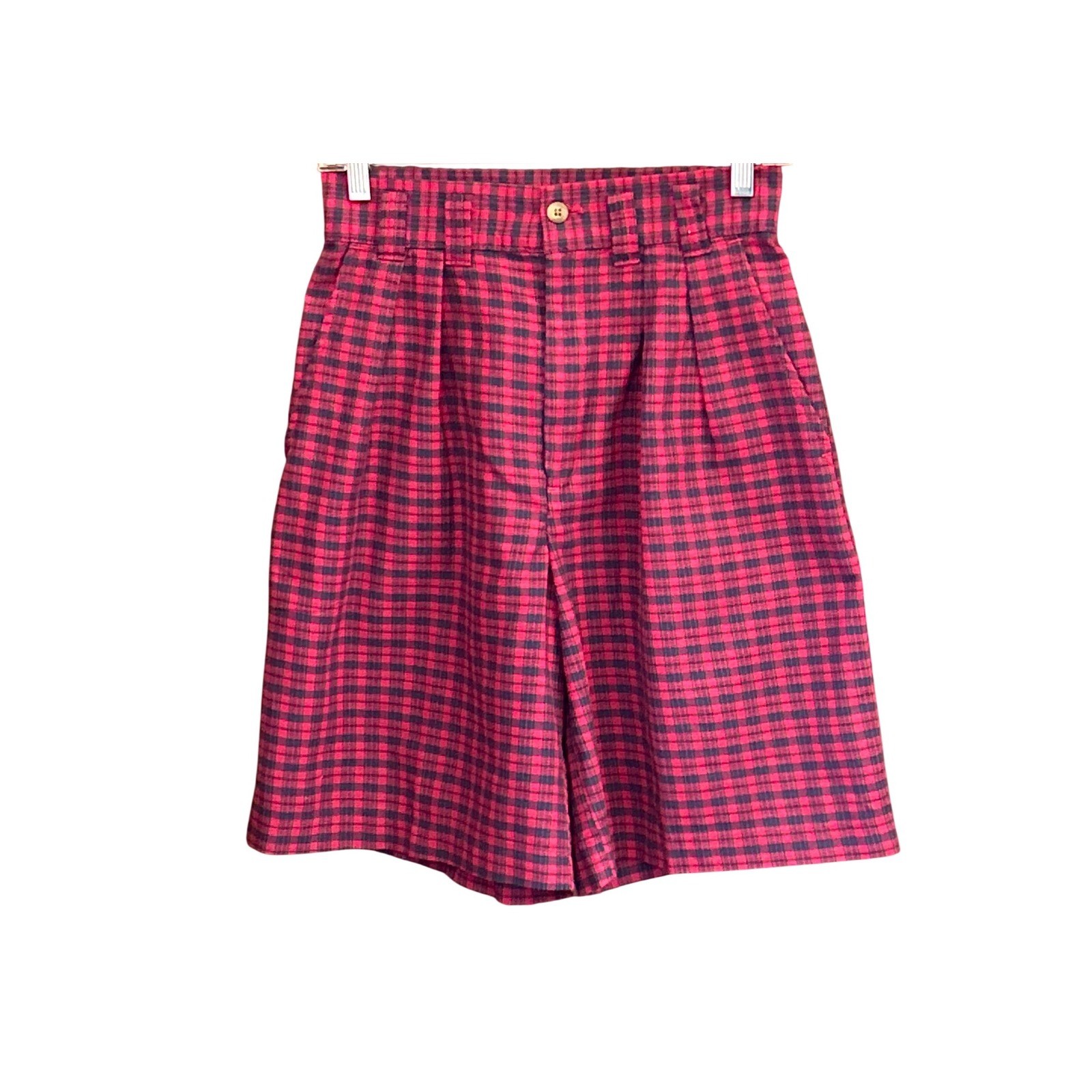 90s Palmetto’s Plaid Shorts Dark Academia Preppy High Waisted Pleated Red Navy 5