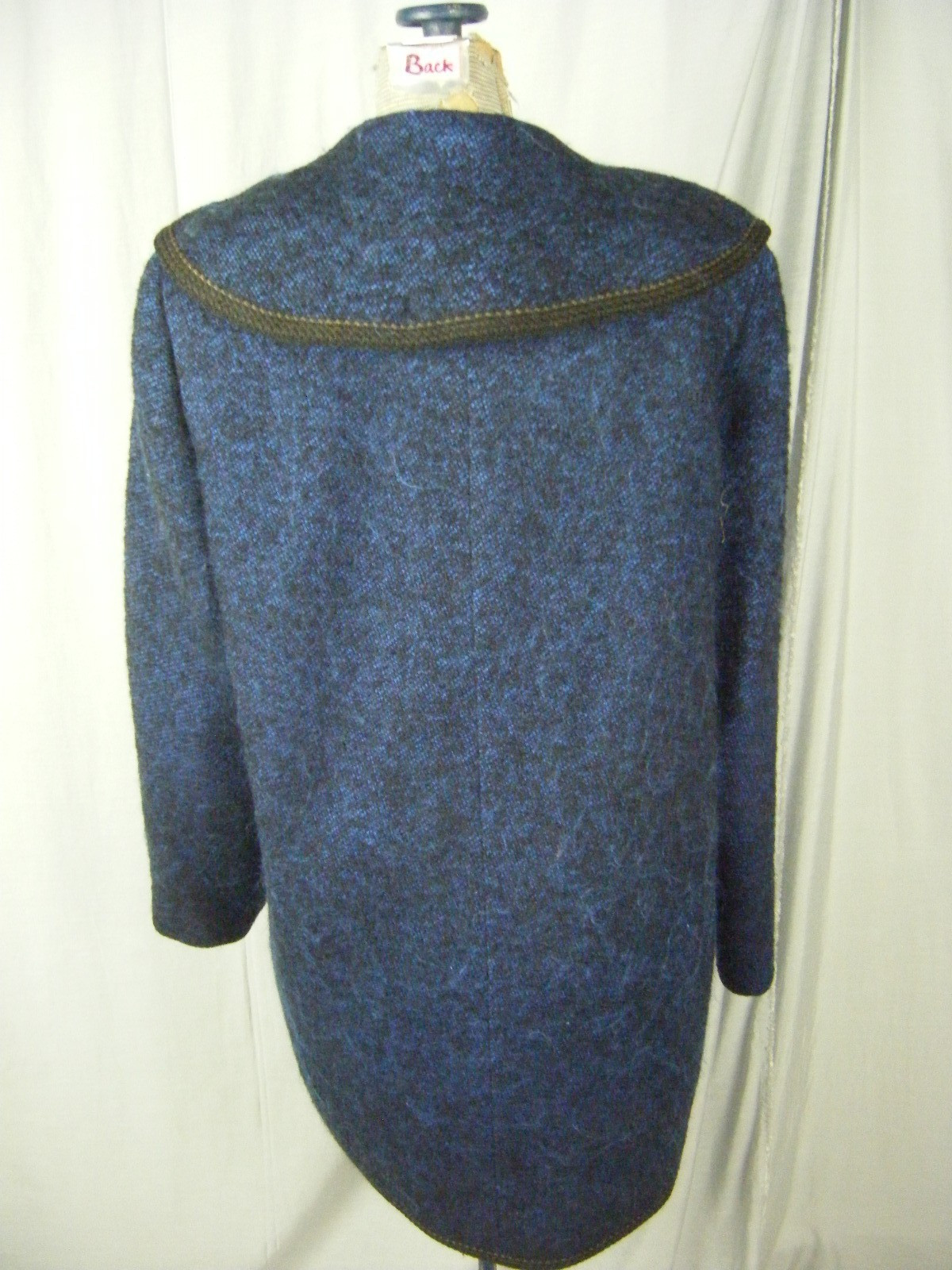 FORSTMANN Vtg 50s Blue Black Mohair 100% Virgin Wool Coat-Bust 41/M