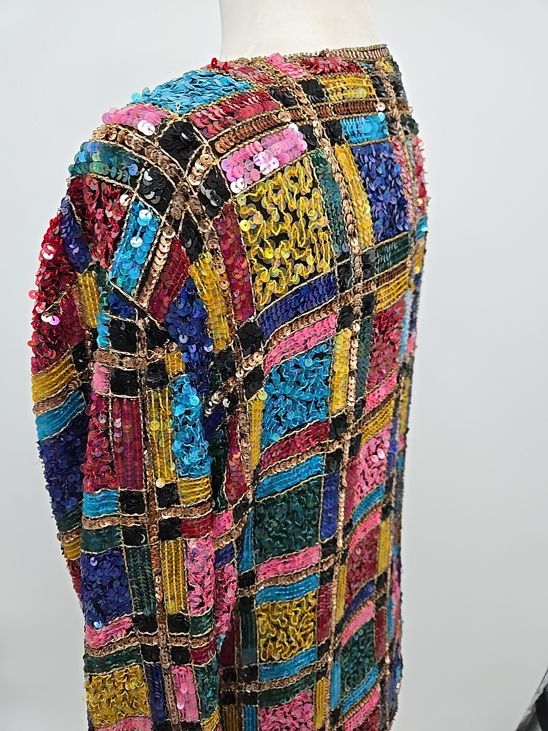 Vintage Channa Fully Sequin Coat Jacket Blazer Top Silk & Rayon Large