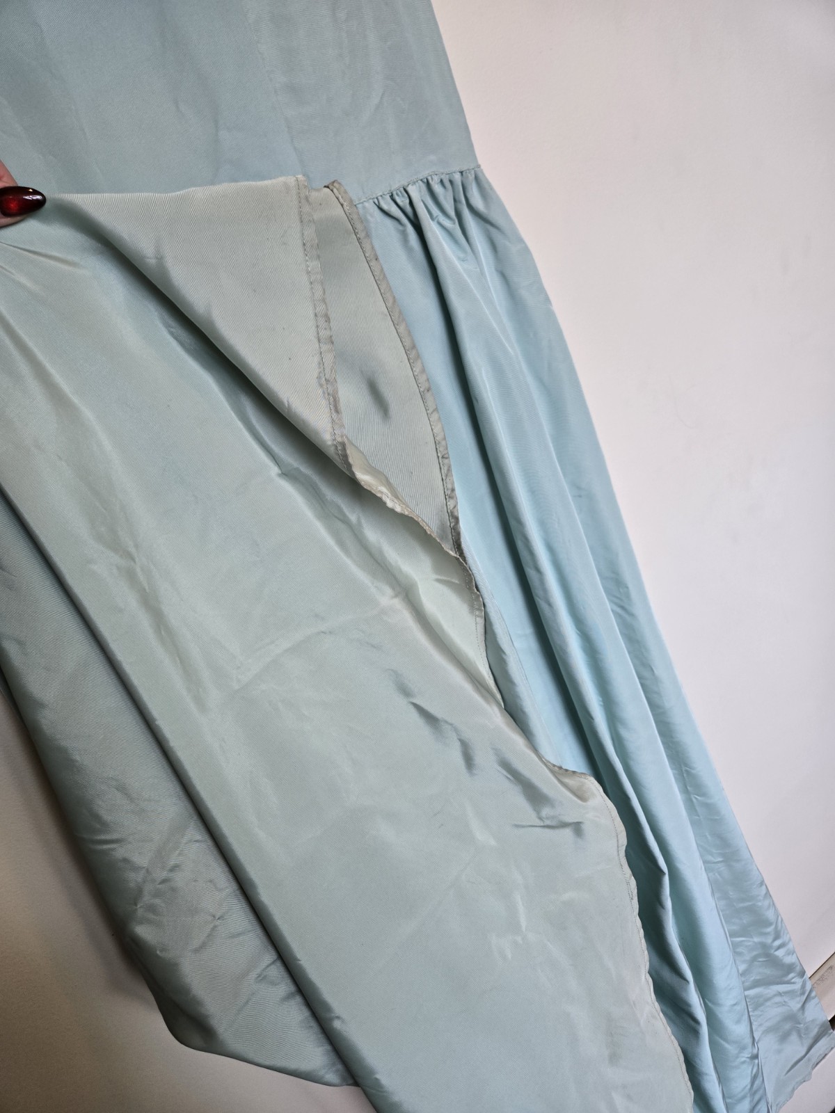 Vintage Homemade Formal Prom Gown Dress TALL Aqua Teal Blue Tulle Long Length