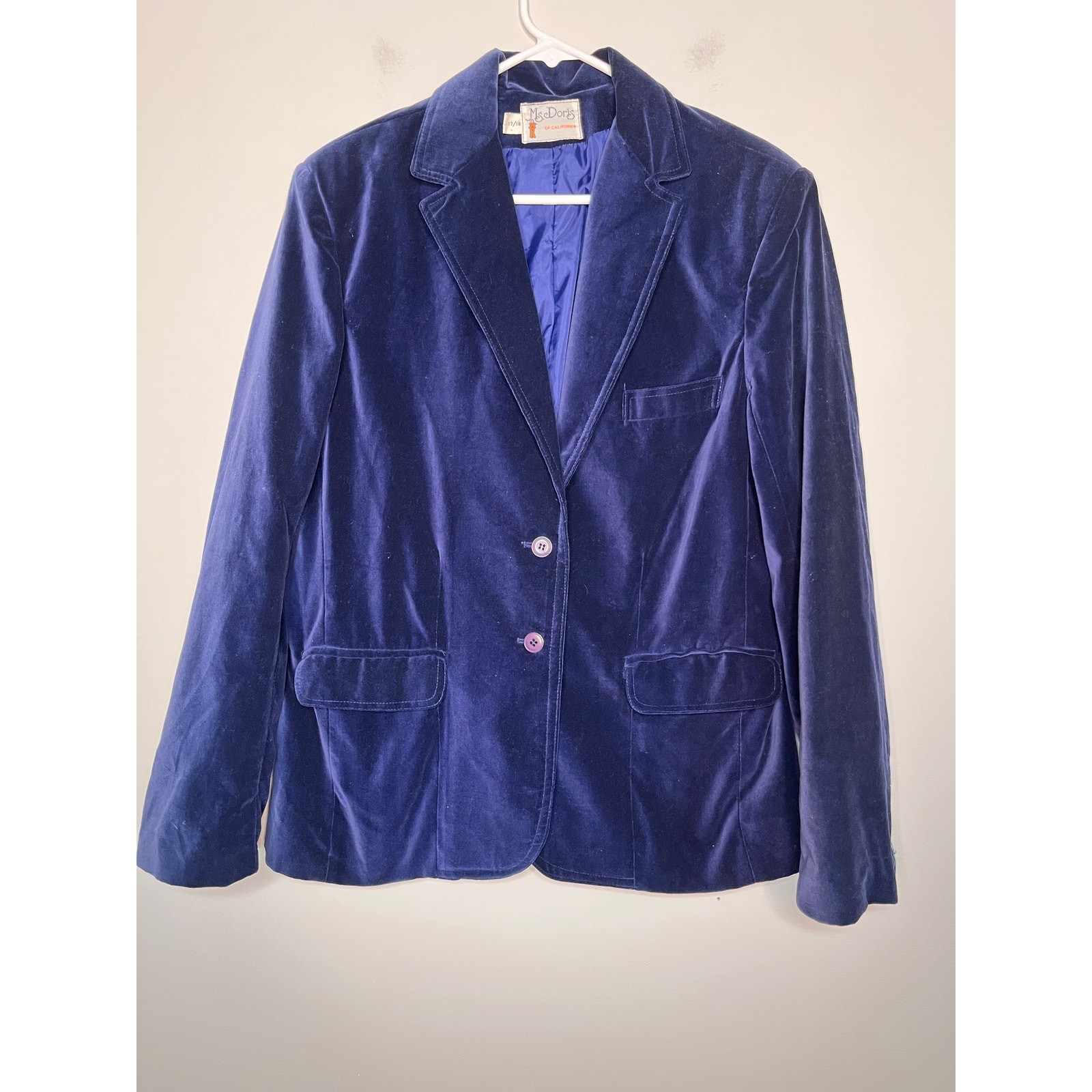 1970s Ms. Doris California Royal Blue Velvet Holiday Festive Volup Blazer XL