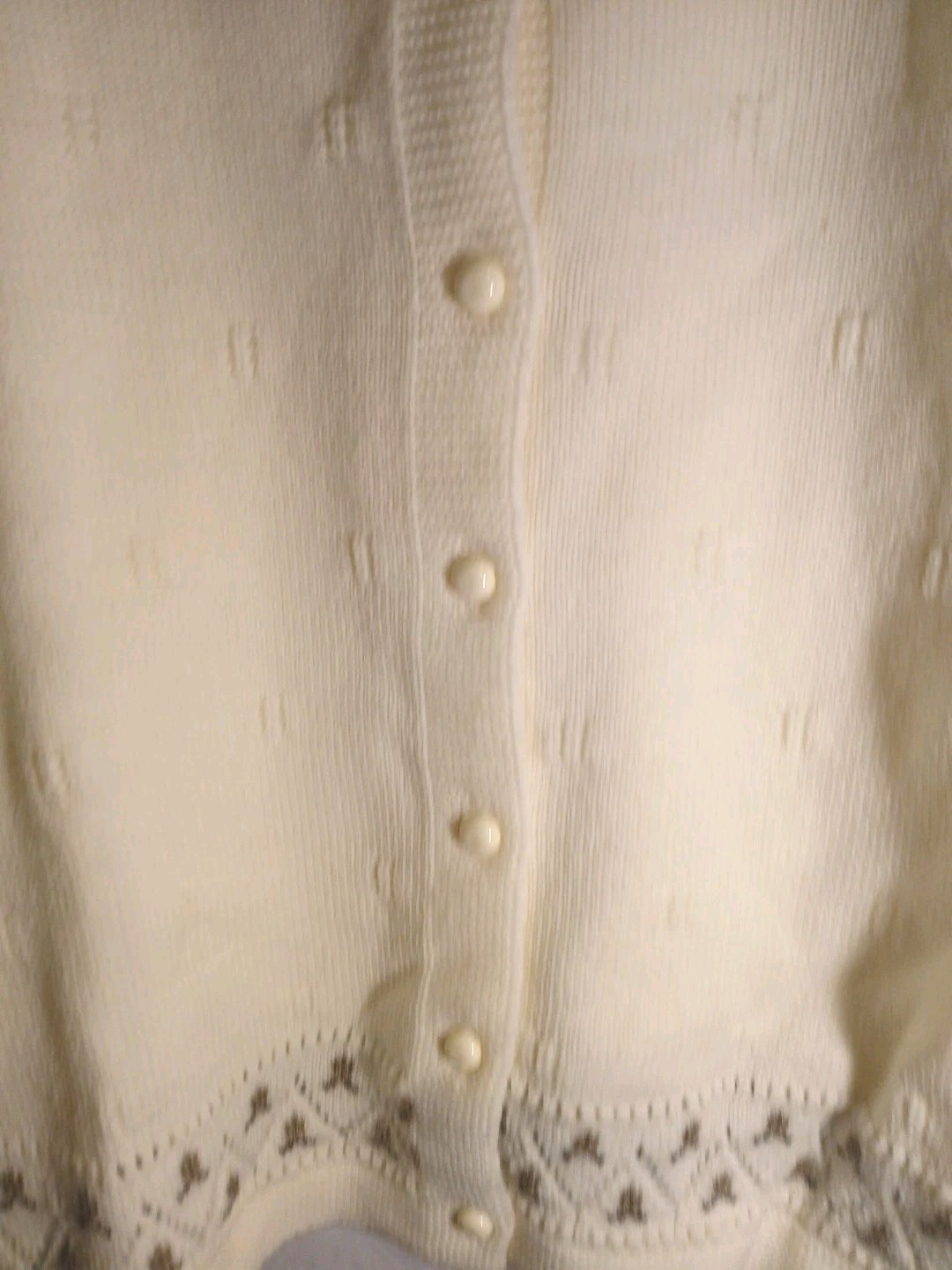 60s Vtg Billie Jo Cream Button Down Sweater USA Med B14