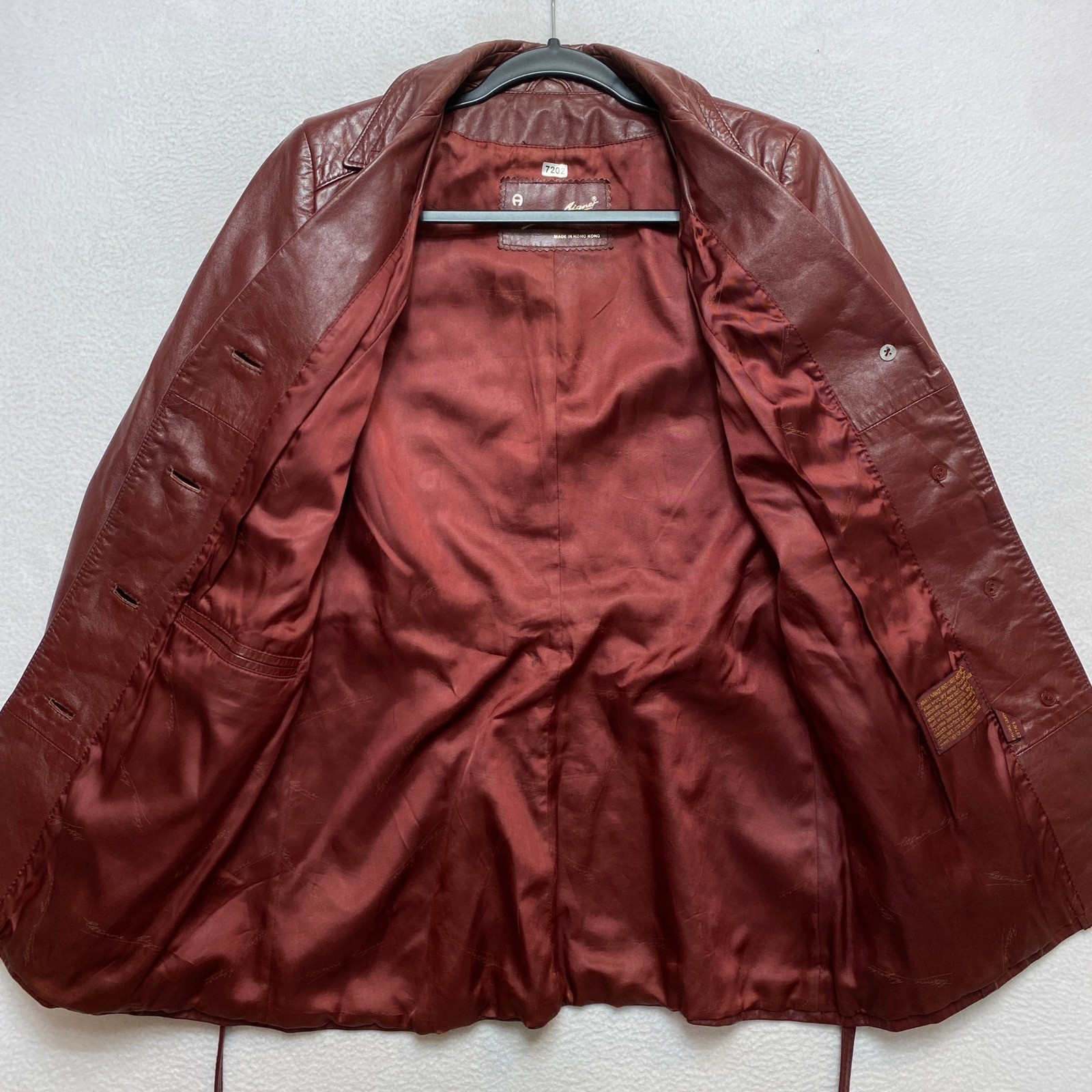 VINTAGE Etienne Aigner Blazer Jacket Womens Medium Red Button Front Belted