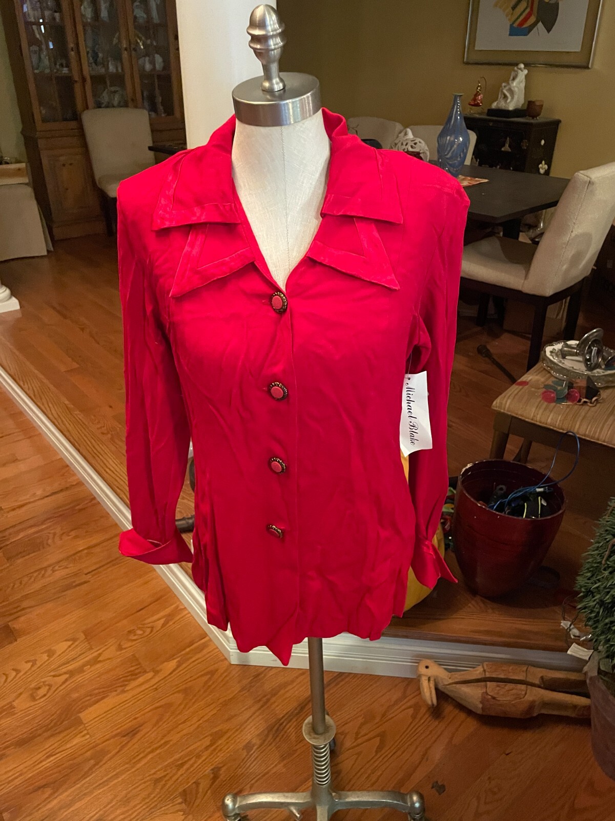 Vintage Michael Blake 2 Piece Suit sz 10 Red pant suit 80s 90s Shoulder Pads