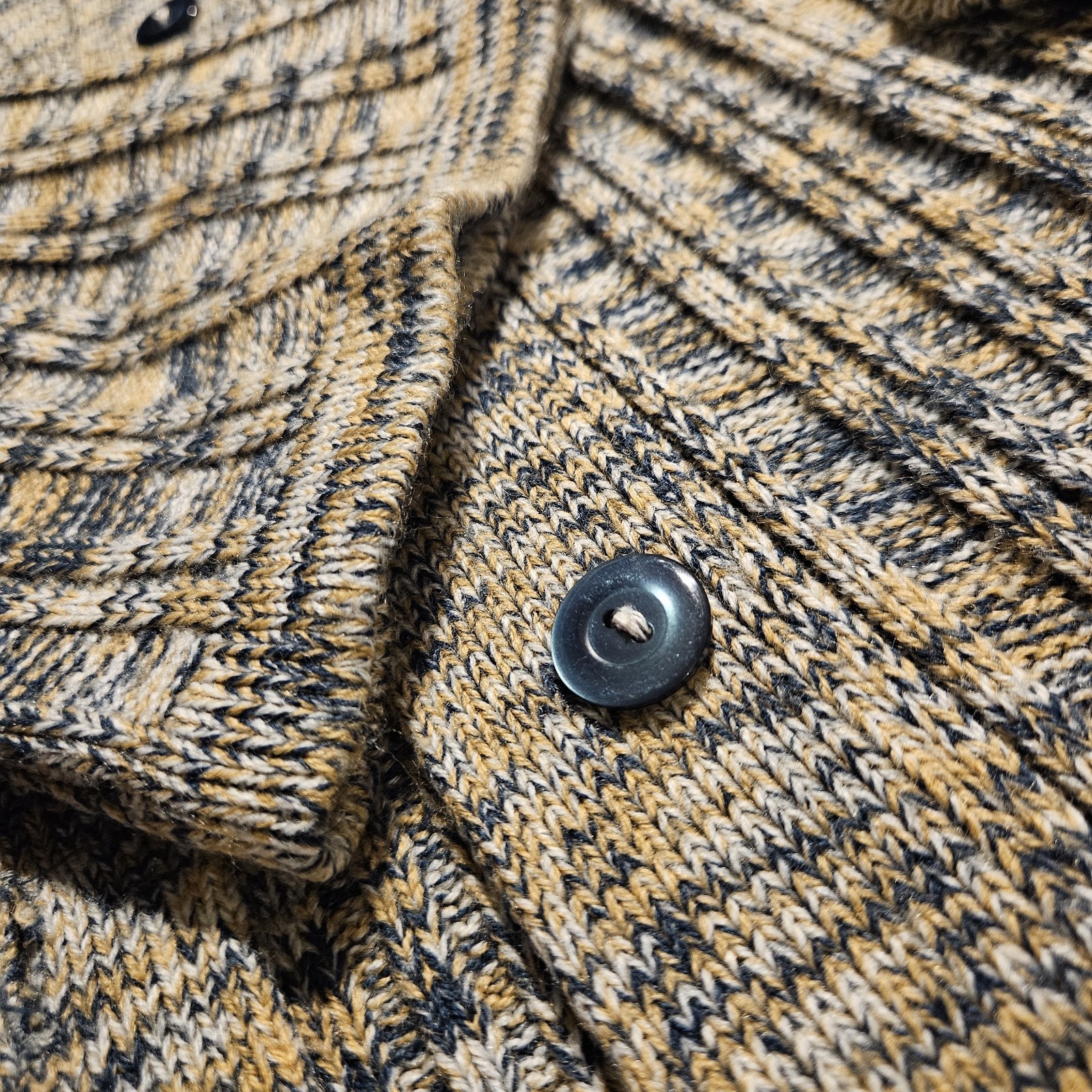 Vtg 70s Fisherman Knit Cardigan OSFM Eclectic Grandpa Grannycore Grunge Retro