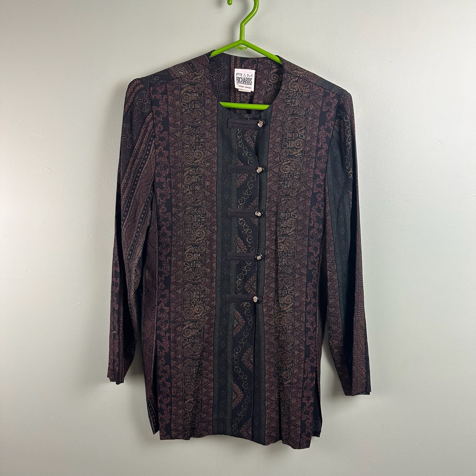 Women’s R & M Richards by Karen Kwong Vintage Rayon Flowy Jacket Tunic Size 8