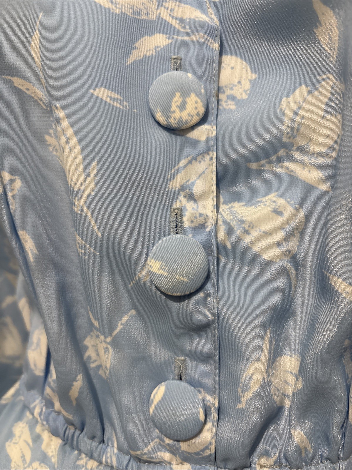 Vintage Pellini by Von Bramlett Blue White floral dress Buttons Pockets Sz M