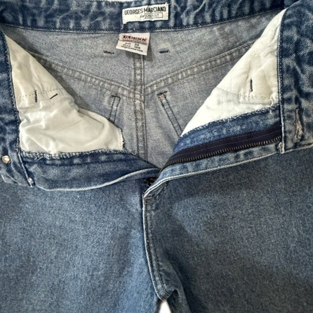👖🛼 GEORGES MARCIANO for GUESS Tapered Blue Ankle-Zip Jeans | Vintage 80s Sz 30