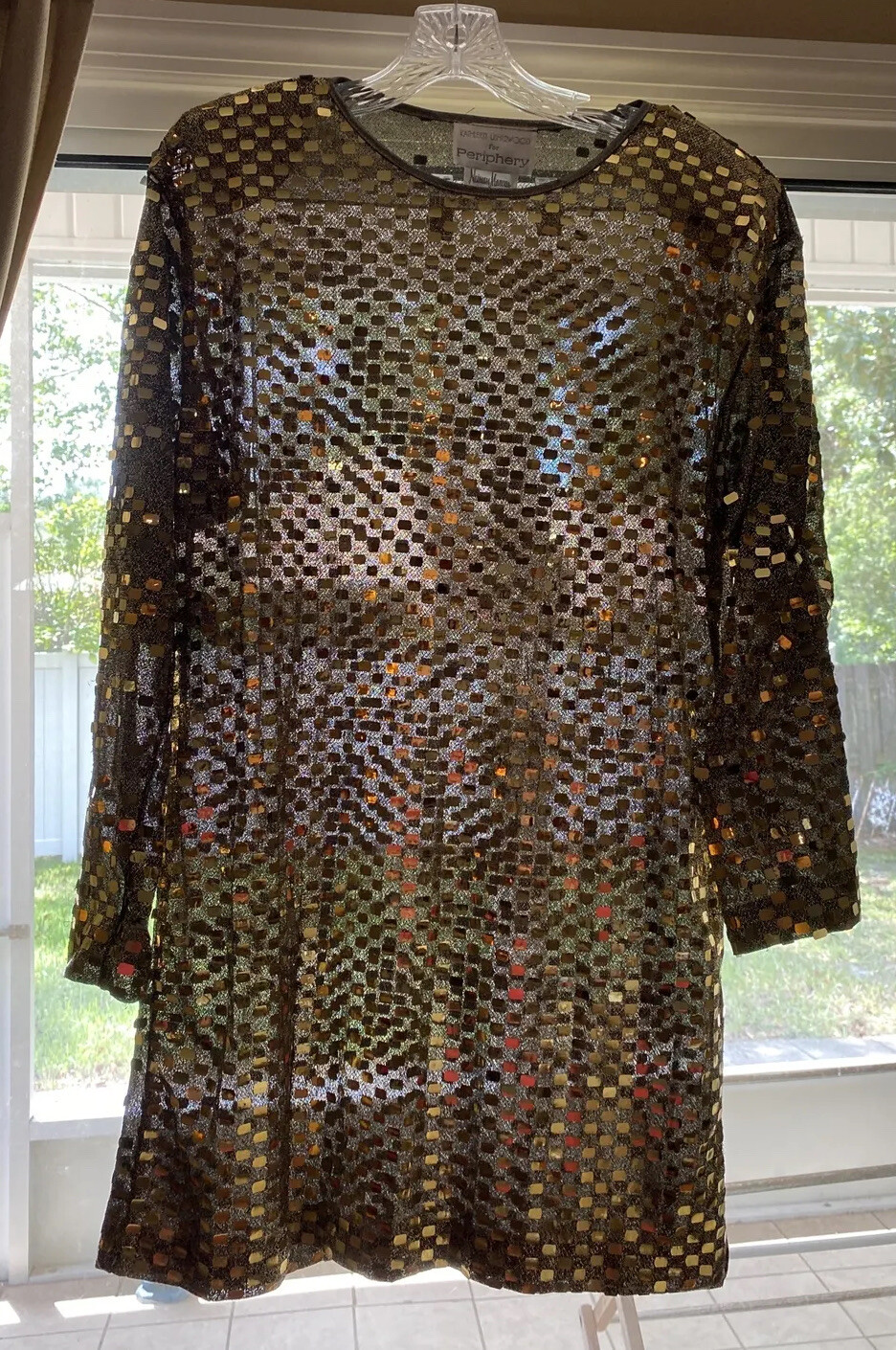 VTG 80s Kathleen Usherwood Periphery Nieman Marcus SHEER BLING Cocktail Dress S