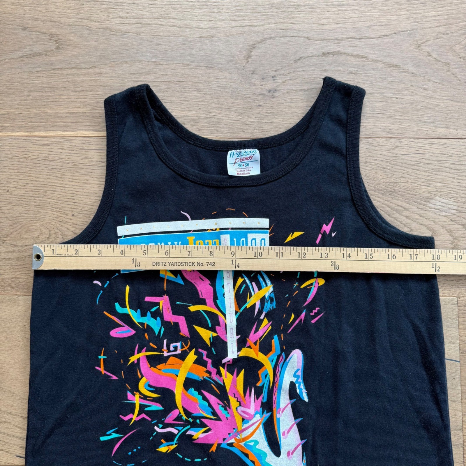 Vintage 1990 Phoenix Jazz Festival Tank Top Hazelwood Premo Black Neon Medium