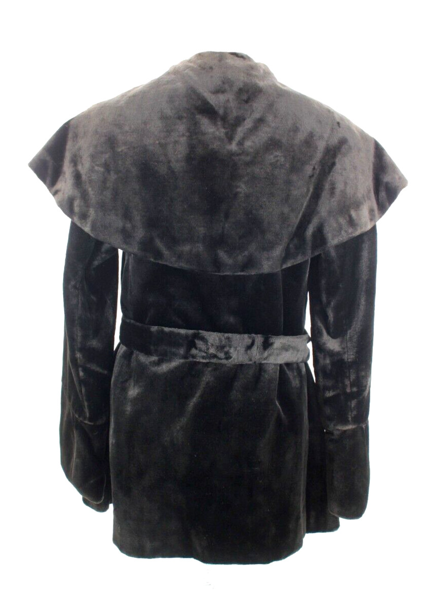 VTG Antique Women’s Early 1900s Black Velvet Jacket Sz S/M Large Collar Belted