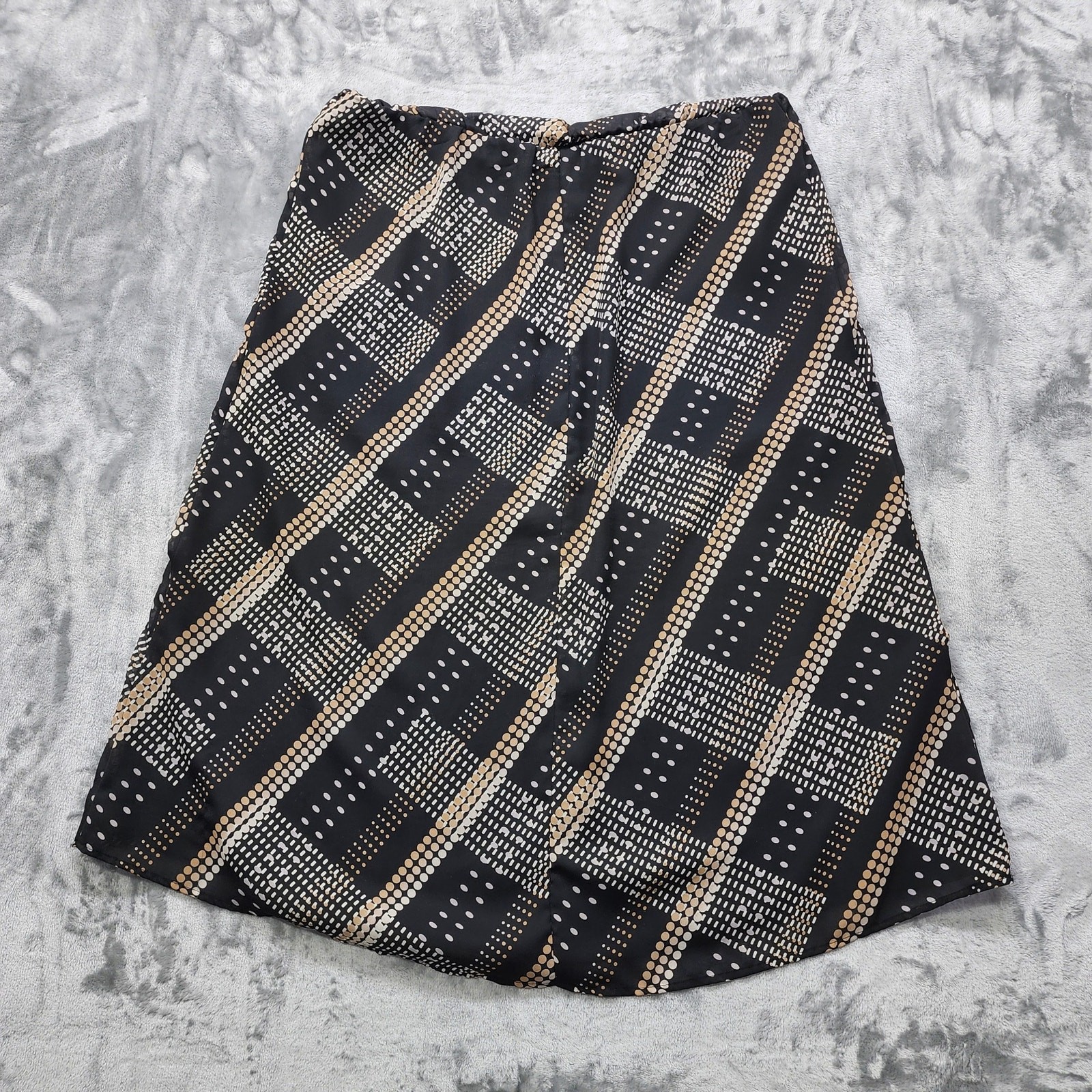 Vintage Laura Scott Skirt Womens 18W Black Tan Plaid Pull On Lined A-Line Casual