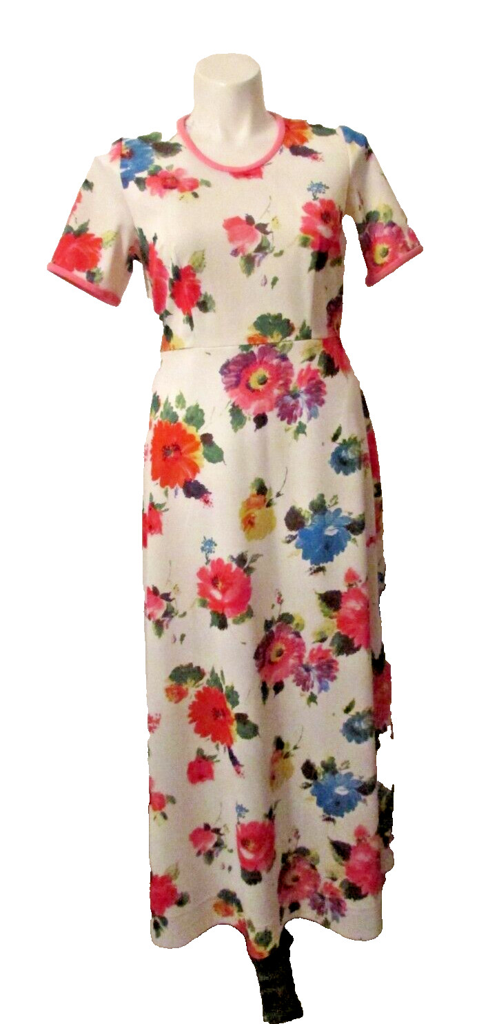 60’s 70’s Lady Laura by Toni Todd Floral Poly Knit Chic Maxi Dress L/XL USA made