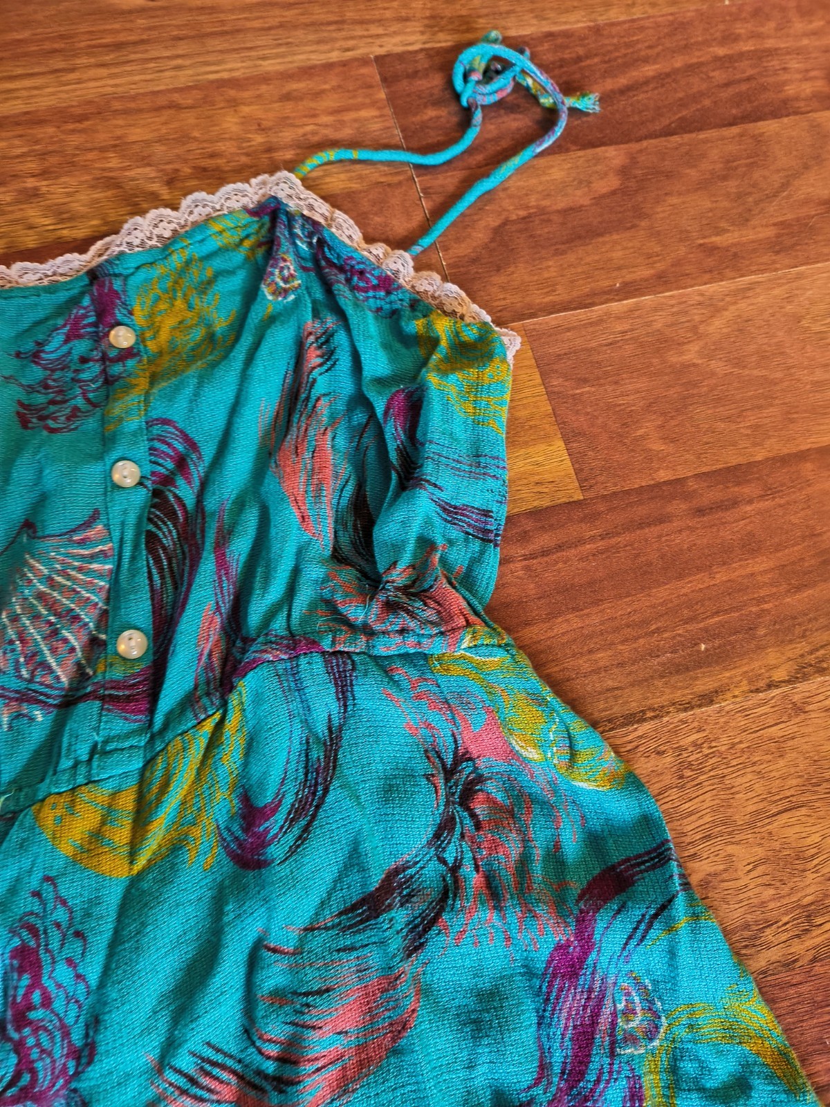 Vintage Jackie O Bright Beachy Teal Dress 1970s Size 13