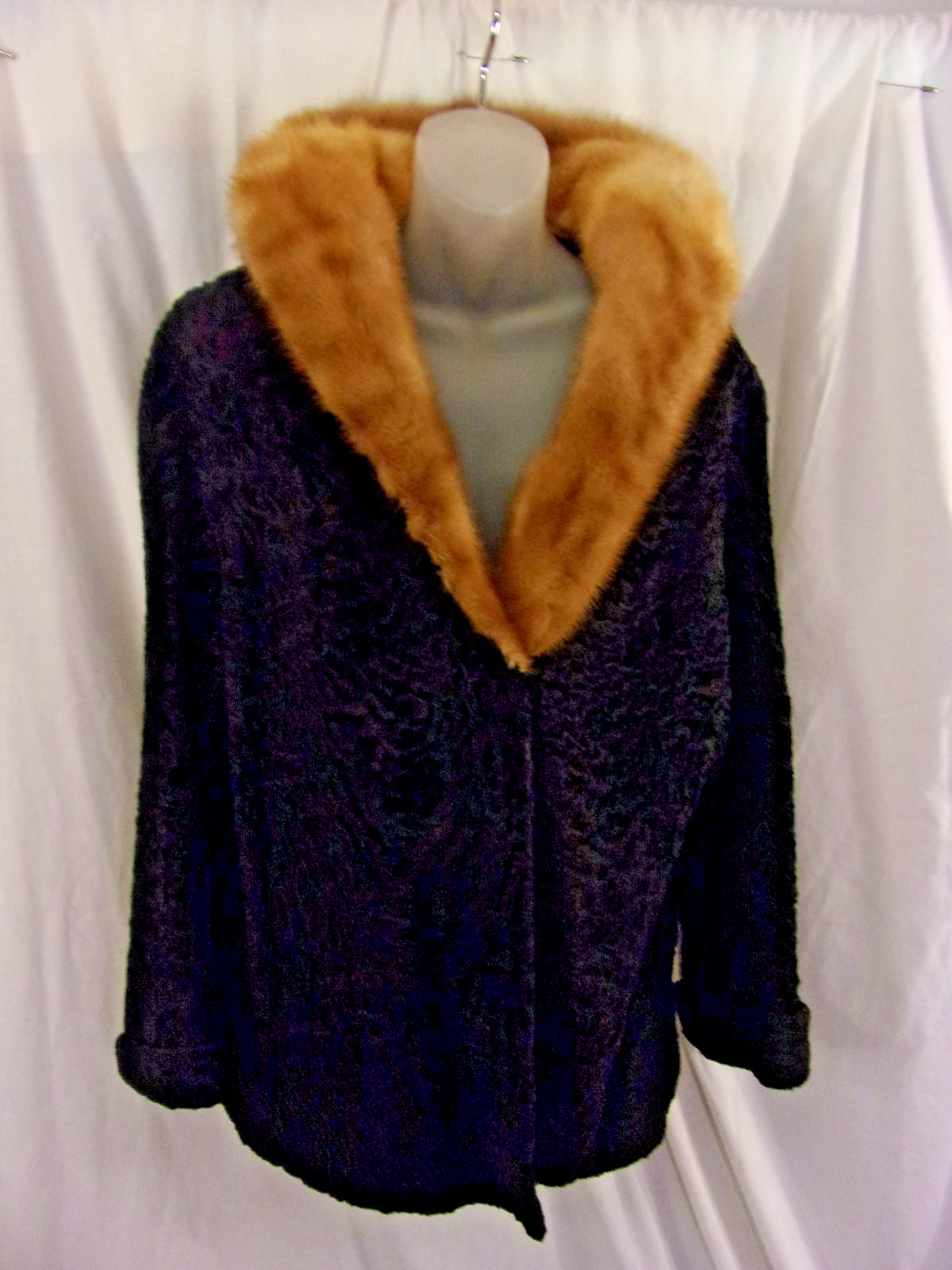 Vintage Persian Lamb with Carmel Mink collar Evening Jacket M/L Lovely Classic